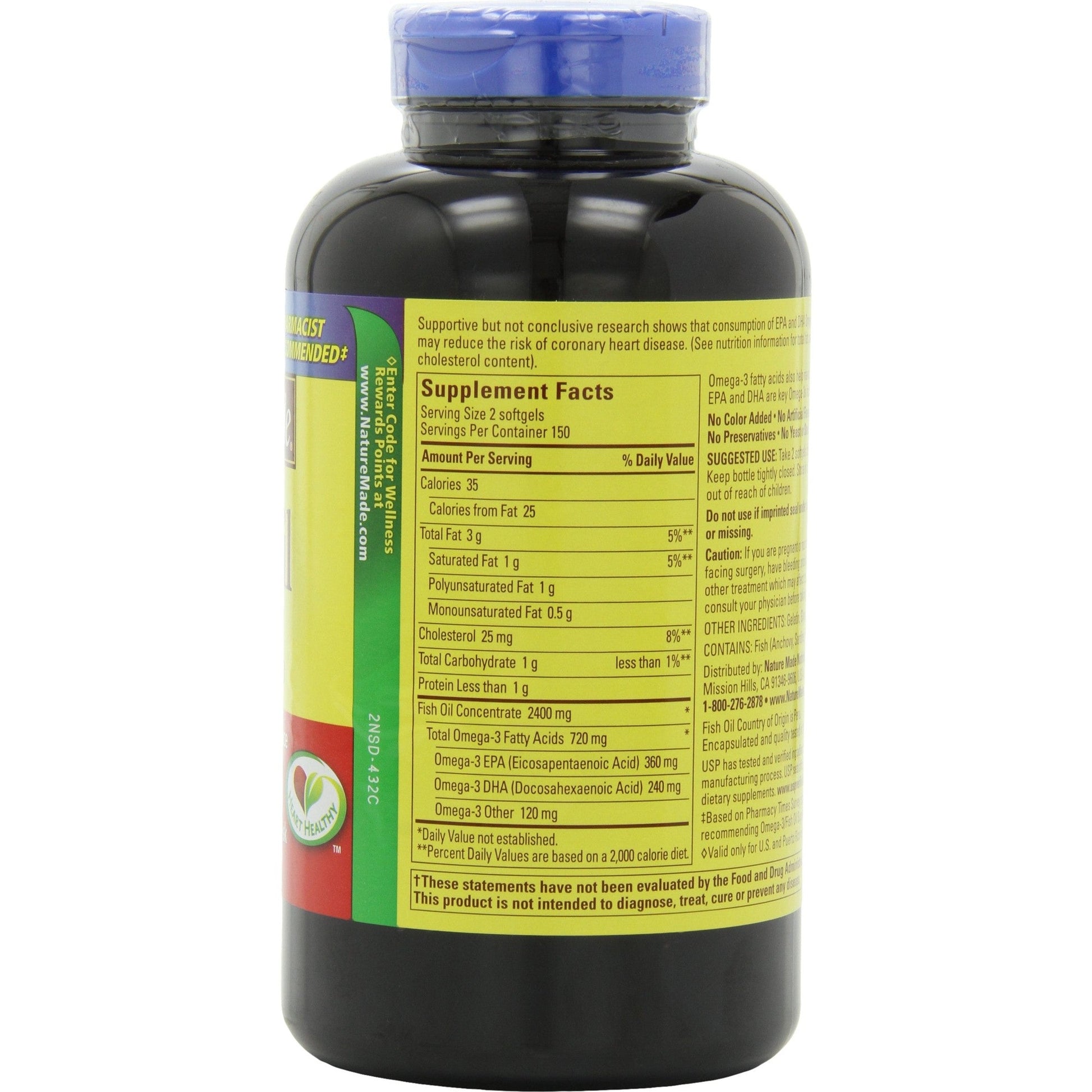 Nature Made 1200mg of Fish Oil, 2400 per Serving, 360mg of Omega-3, 300 Softgels, 300 Count (Pack of 1) - Medaid International