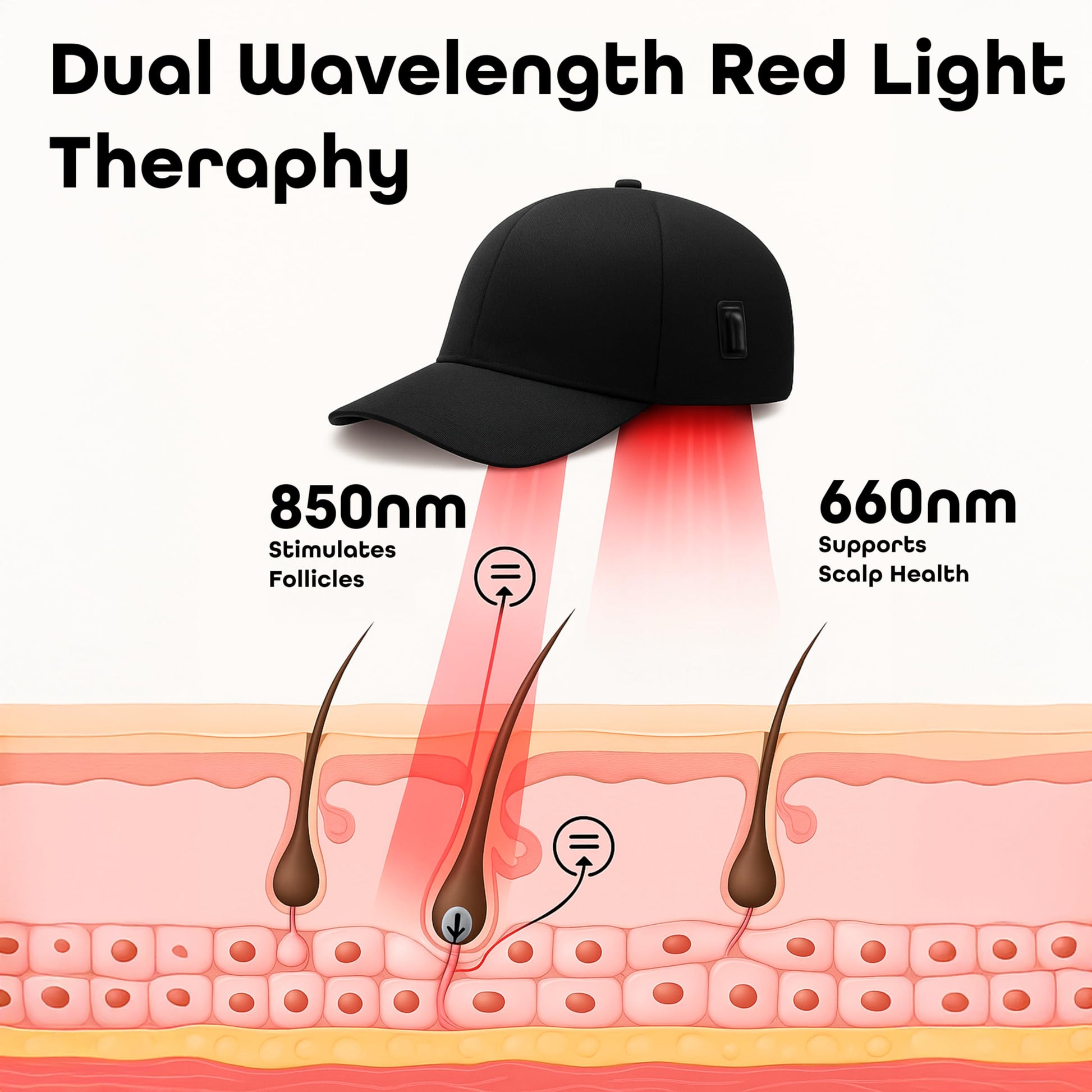 OMEO High Power Red Light Therapy Cap with Dual Pulse Mode – 176 High Power LEDs 660nm & 850nm Dual Wavelengths, 5 Light Levels | Advanced Scalp & Head Treatment Device for Hair Growth – Black - Medaid International