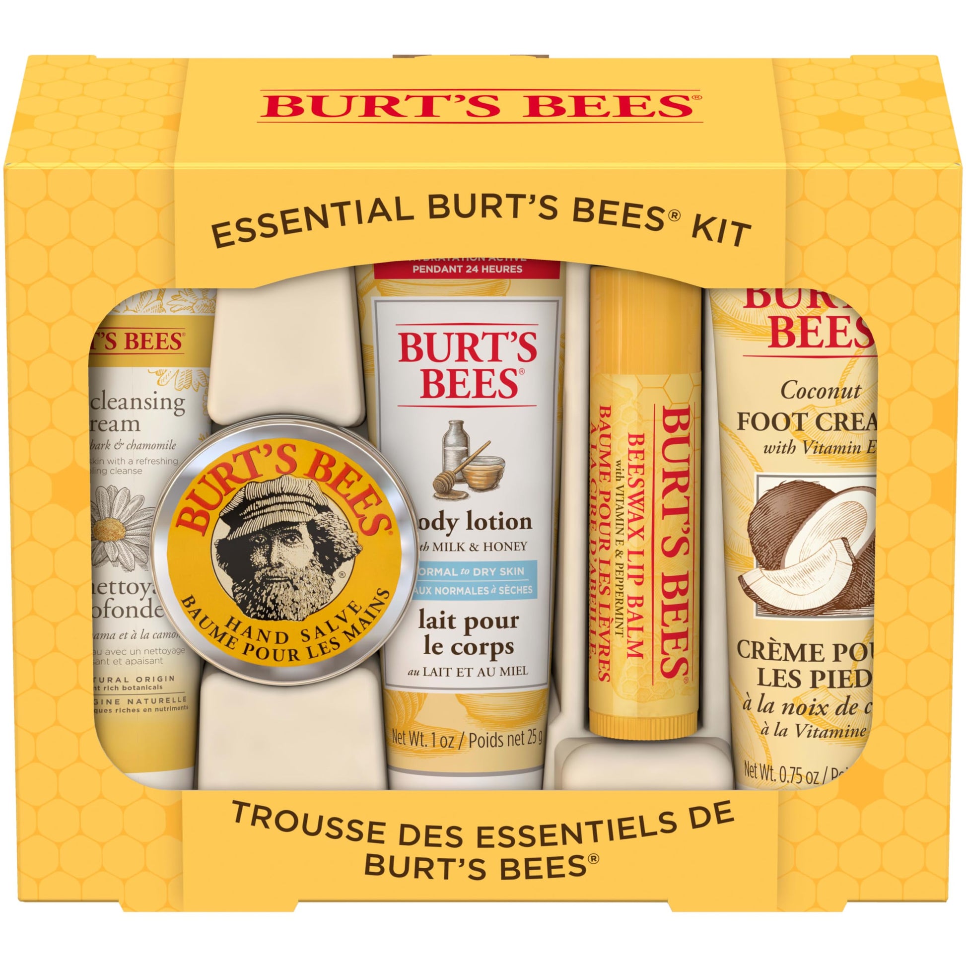 Burt's Bees Gifts Ideas - Essential Everyday Beauty Set, 5 Travel Size Products - Deep Cleansing Cream, Hand Salve, Body Lotion, Foot Cream and Lip Balm - Medaid International