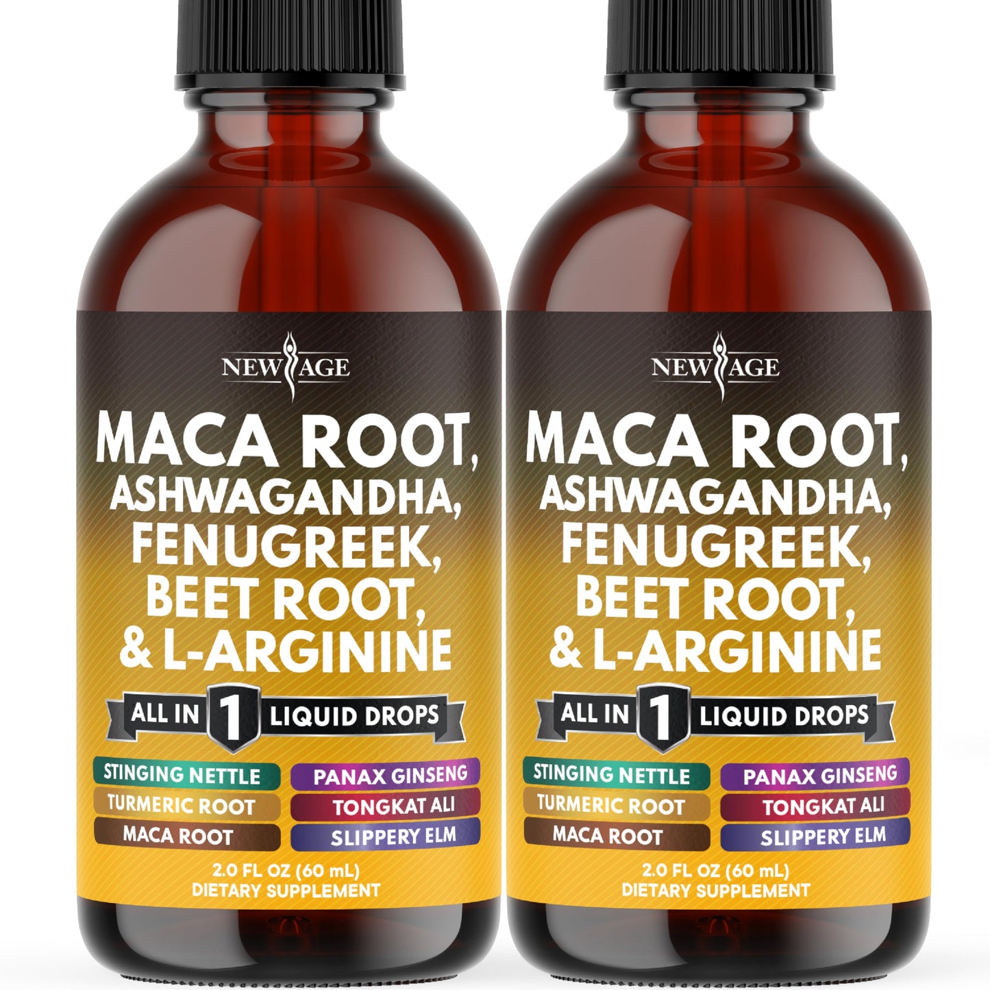 Organic Maca Root Liquid Drops with Ashwagandha, Nettle, Fenugreek, Beet Root and L-Arginine Liquid Multivitamin for Women and Men - 4oz - Medaid International