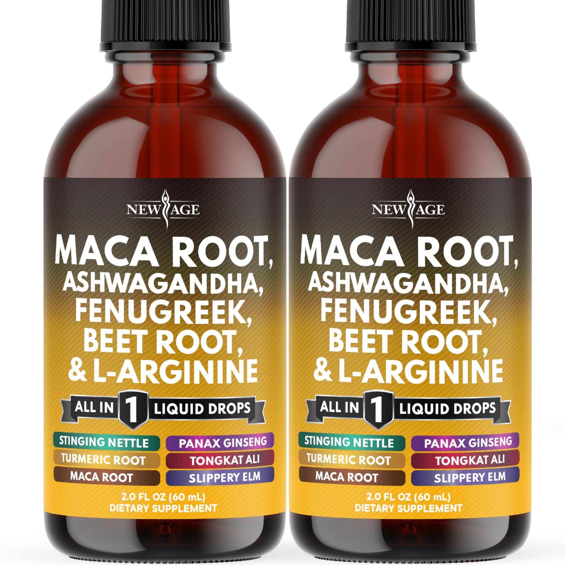 Organic Maca Root Liquid Drops with Ashwagandha, Nettle, Fenugreek, Beet Root and L-Arginine Liquid Multivitamin for Women and Men - 4oz - Medaid International