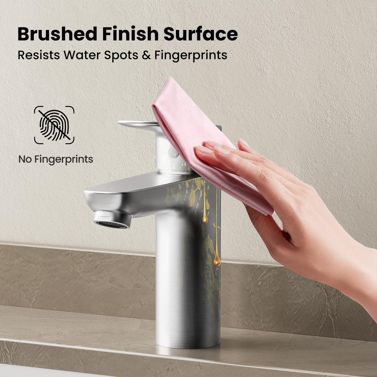 JOMOO Basin Faucet, 304 Stainless Steel Bathroom Sink Faucet with Aerated Flow, Single Handle Hot & Cold Water Mixer Tap, Anti-Leak Lead-Free Lavatory Vanity Tap, Brushed Finshed