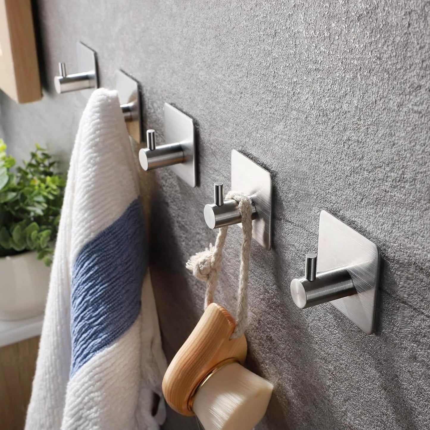 Yoawllty 6 Pcs Adhesive Wall Hooks, Heavy Duty Sticky Holder Waterproof Towel Hooks for Hanging Coat, Hat, Key, Clothes, Closet Hook Wall Mount for Kitchen, Bathroom, Office（Black) - Medaid International