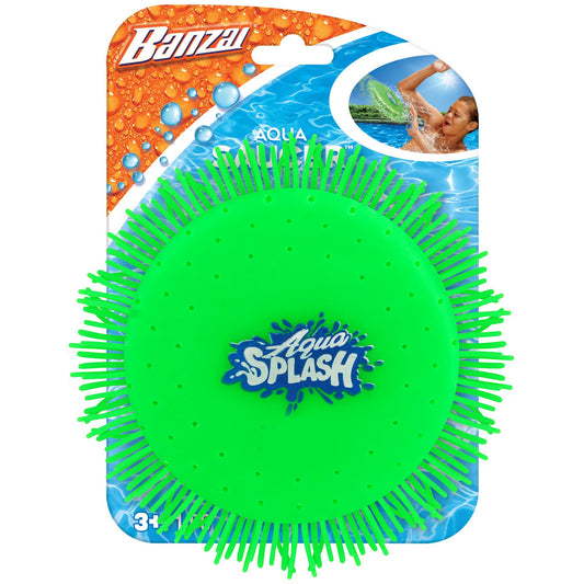 Banzai Aqua Saucer | Soft, Squishy Water Toy | Fun for Kids 3+ | Soak & Splat for Pool & Outdoor Play | Vibrant Assorted Colors (Green, Orange, Purple) | Wet or Dry Play | Compact & Safe