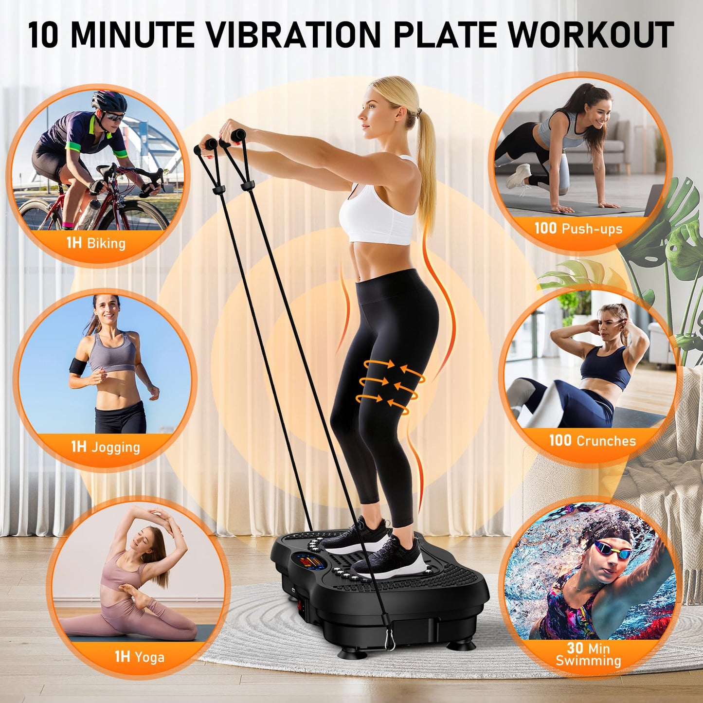 Vibration Plate Exercise Machine, 130 Levels Full Body Workout Vibrating Plate for Lymphatic Drainage Weight Loss, 450 Lbs Capacity Shake Fitness