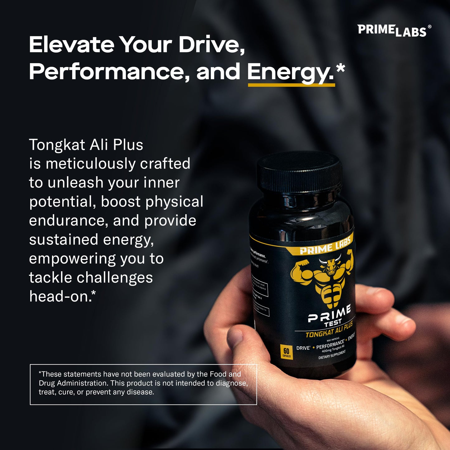 Prime Labs Tongkat Ali for Men - Plus Organic Black Maca Root and Tribulus Terrestris - Performance, Vitality, Energy - 60 Count - Medaid International