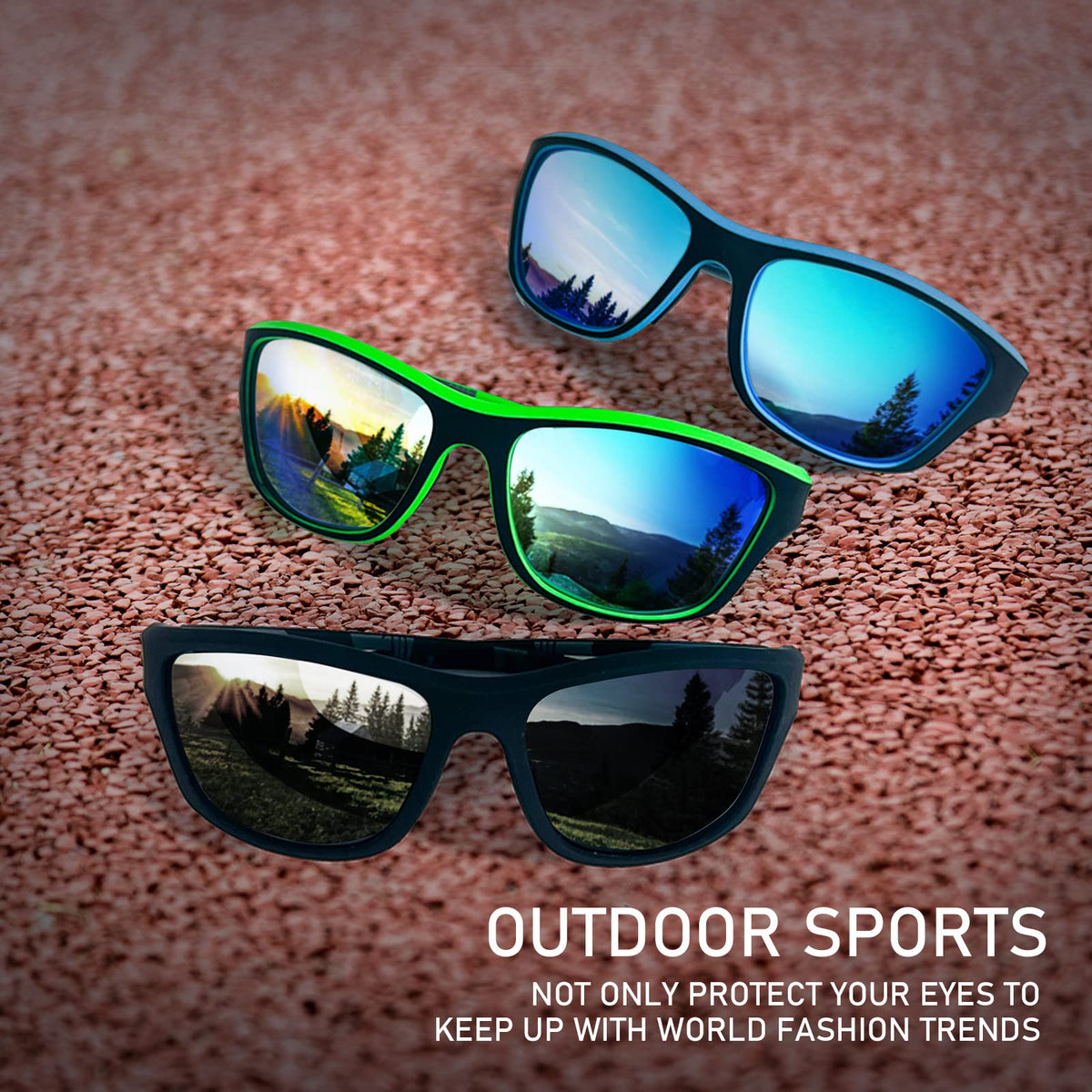 KASTWAVE 3 Pcs Polarized Sunglasses Mens/Women Sport Glasses UV400 Driving Fishing Running Cycling Outdoors Sun Glasses