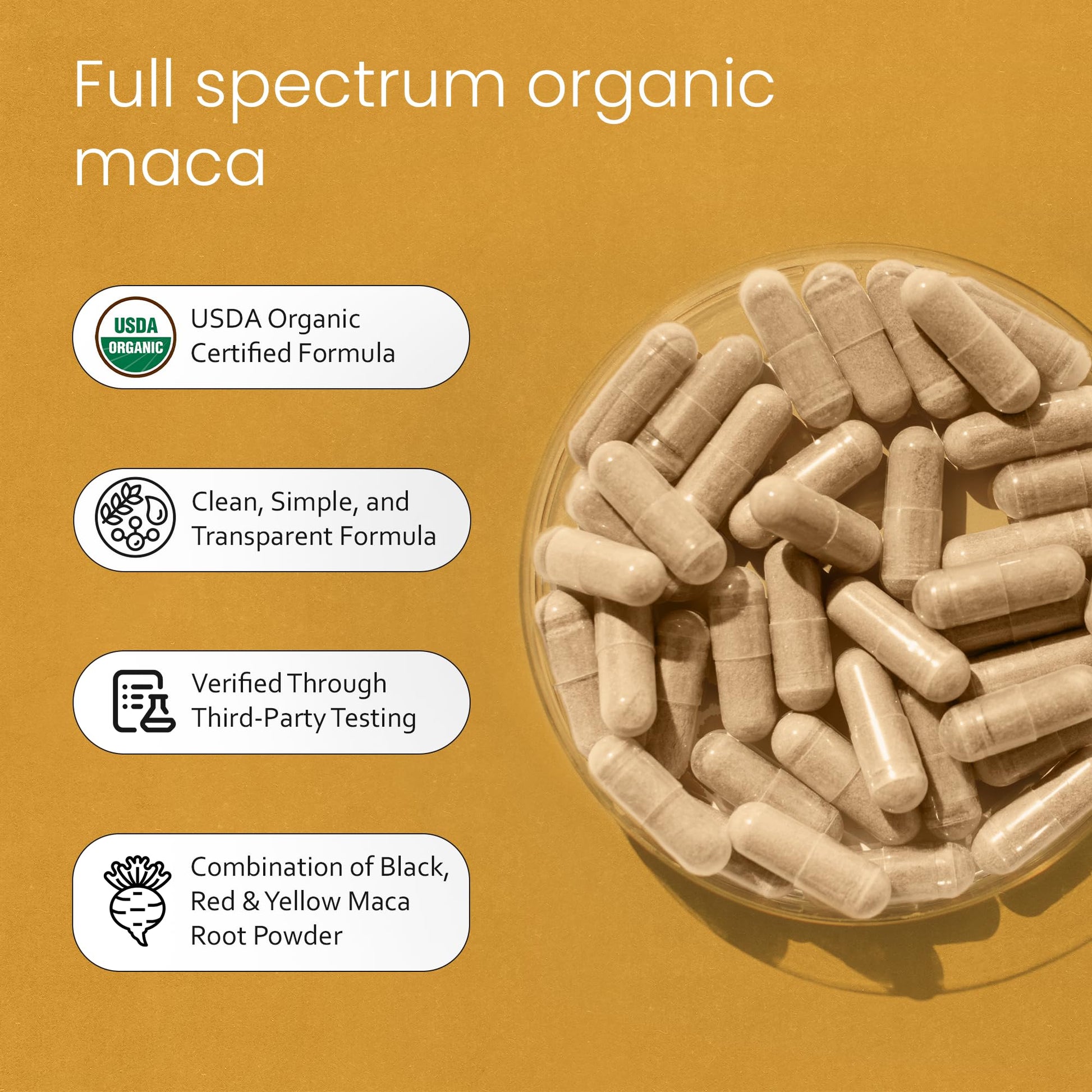 NaturaLife Labs Organic Maca Root – Black, Red & Yellow – 1900 mg per Serving – 150 Capsules – Gelatinized Peruvian Maca – Non-GMO, Gluten-Free, Vegan - Medaid International