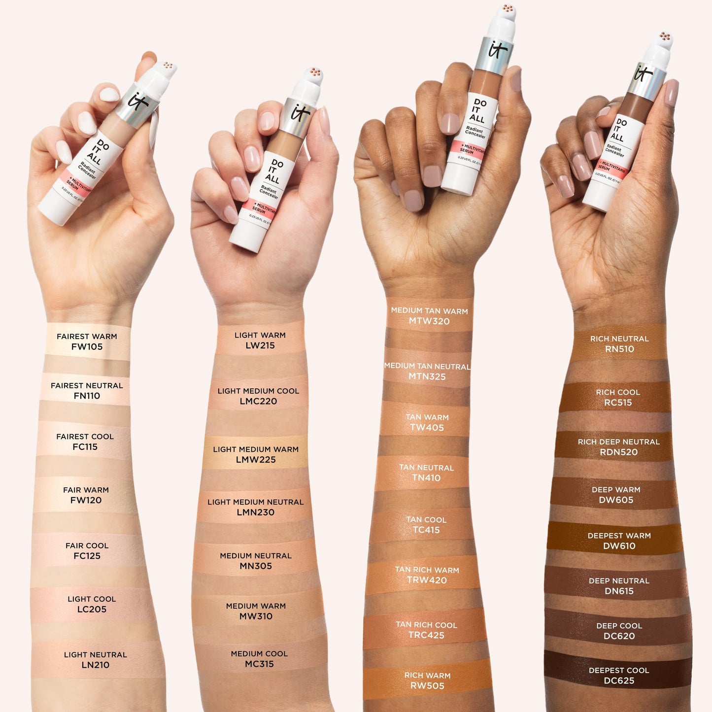 IT Cosmetics Do It All Radiant Concealer ­­– Makeup Concealer – Hydrate & Brighten – Creaseless Medium Coverage & Radiant Finish ­­– Niacinamide & Hyaluronic Acid - Light Neutral, 0.2 Fl Oz - Medaid International
