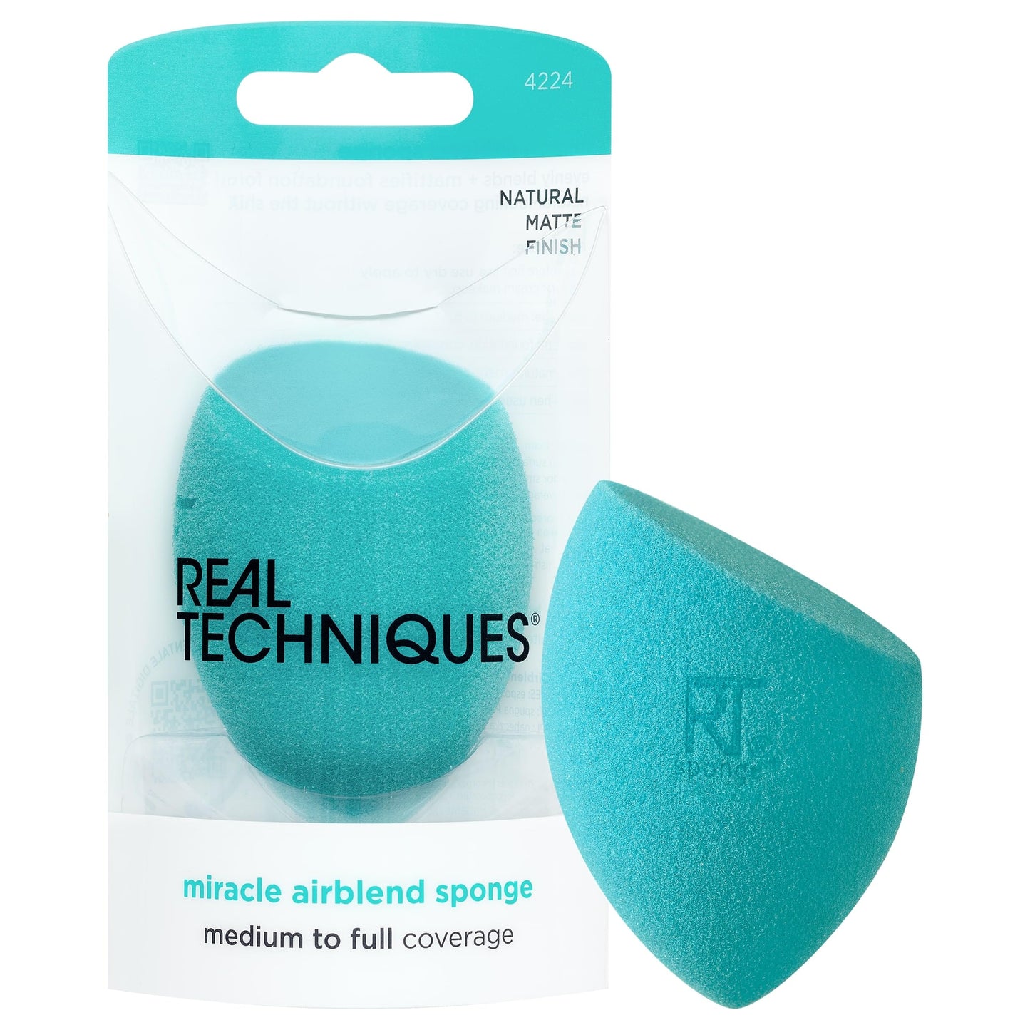 Real Techniques Miracle Airblend Sponge, Matte Makeup Blending Sponge, For Liquid, Cream, & Powder Products, Offers Medium To Full Coverage, Foundation Sponge, Latex-Free Foam, 1 Count - Medaid International