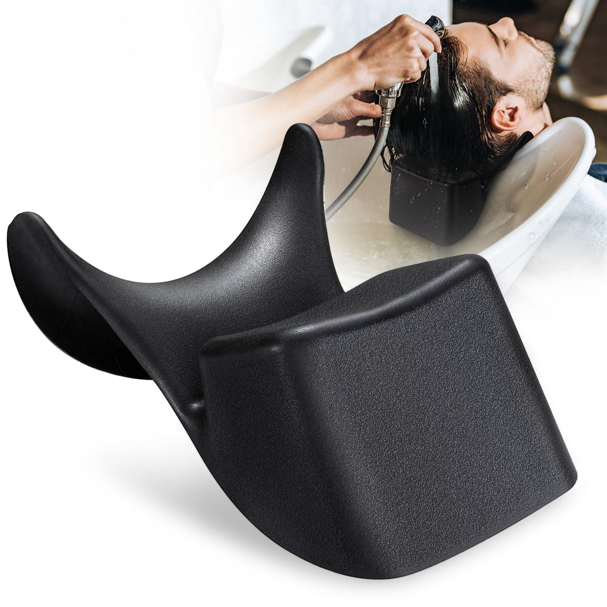 KASTWAVE Salon Sink Neck Rest, Soft Silicone Shampoo Bowl Cushion, Comfortable Neck Support for Hair Salon Washing Sink Basin, Relaxing Hair Spa Experience (Black 2)