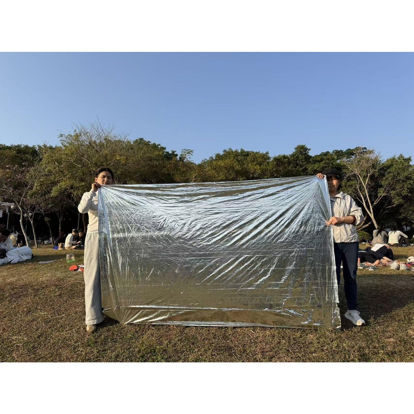 Emergency Survival Tent 2-Person Mylar Tube Tent – Windproof & Waterproof All-Weather Life Shelter, Must-Have Survival Gear for Camping, Hiking, Outdoor Emergencies & Survival Kits. Silver