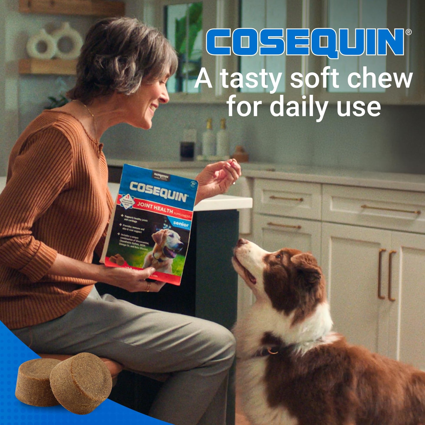 Nutramax Cosequin for Senior Dogs Joint Health Supplement, Contains Glucosamine, Chondroitin, MSM, Omega-3s and Beta-Glucan, Supports Joint, Skin and Coat, Immune Health, Soft Chews, 120 Count