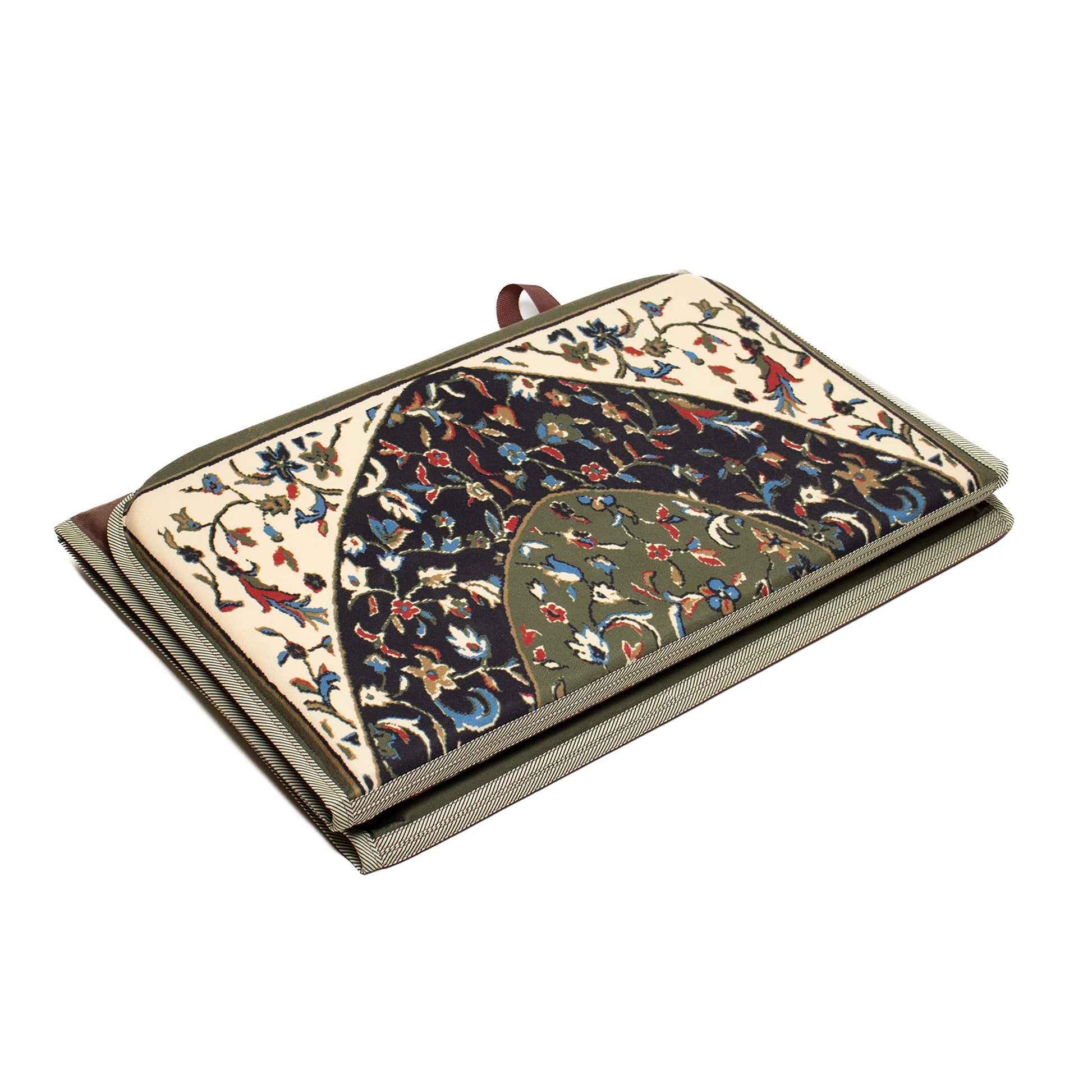 ABDEEZ Exclusive Foldable Prayer mat with Back Support, Flannel Fabric | Extra Padding for Comfort | Easy to Carry | Janamaz, Sajadah | Ramadan/Eid Gift, Perfect Mus LIM Gift (Earth Green) - Medaid International