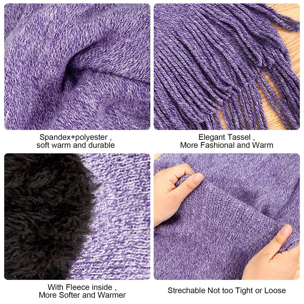 KASTWAVE 3PCS Winter Warm Hat Scarf Gloves Set, Beanie Warm Cotton Scarves, Winter Beanie Hat Scarf Gloves Set For Women Men