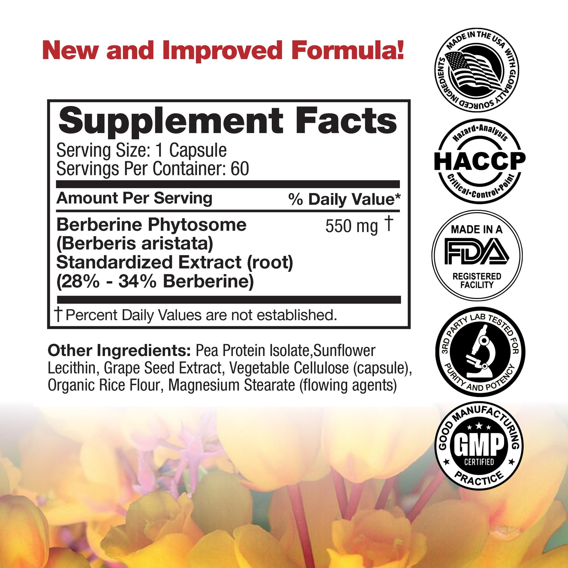 Feelgood Superfoods Berberine - High Absorption - 2200mg Equivalent - Herbal Supplement - Lower Blood Glucose - Helps Cholesterol - 60 Capsules - Medaid International