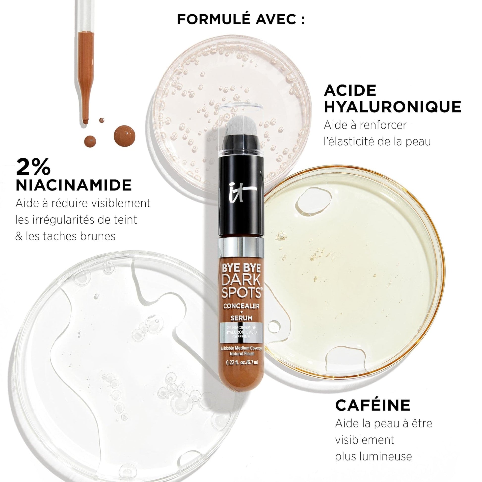 IT Cosmetics Bye Bye Dark Spots Concealer + Brightening Serum – 2% Niacinamide, Hyaluronic Acid & Caffeine - Medium Coverage, Natural Finish, All Skin Types – 31 Medium Neutral, 0.22 fl. oz - Medaid International