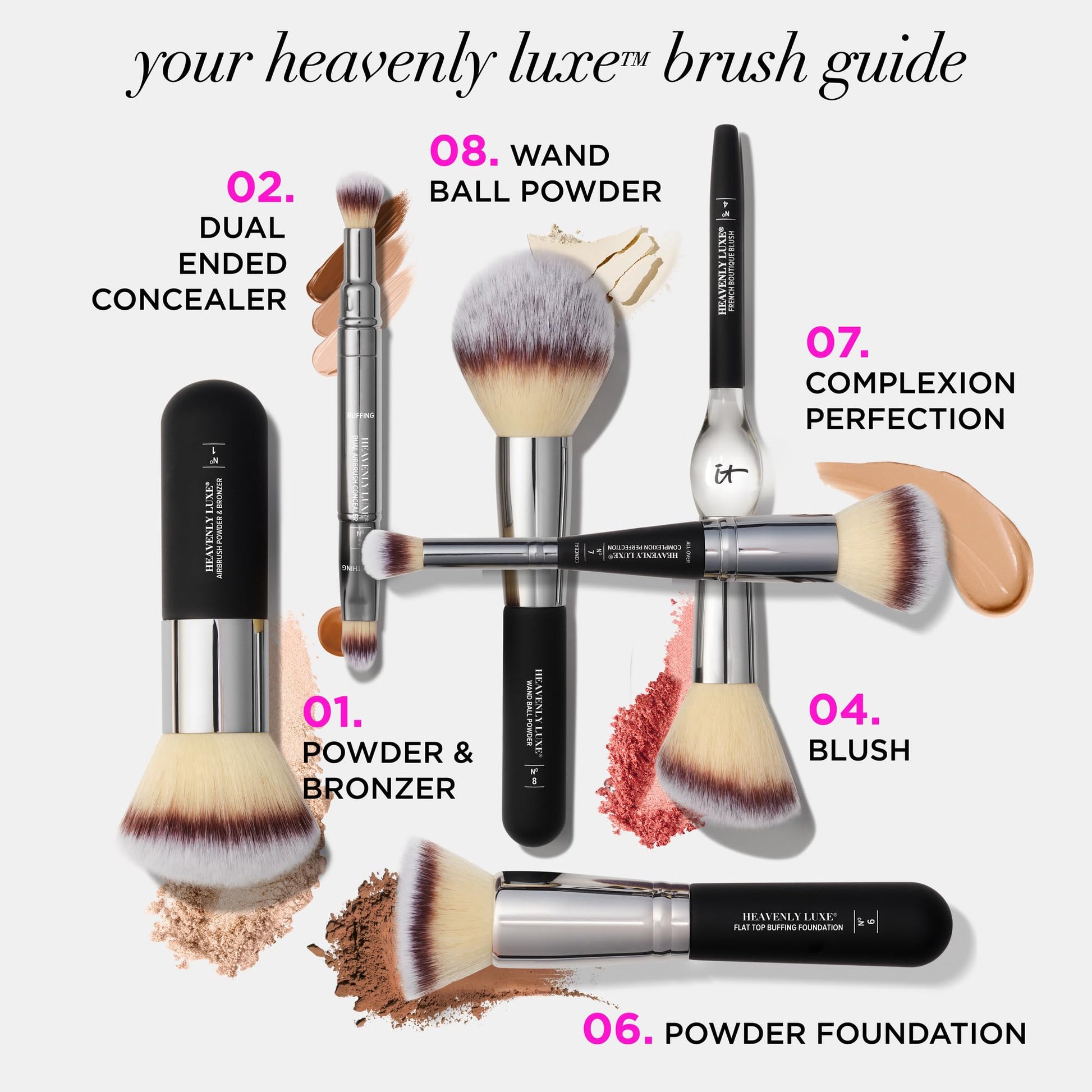 IT Cosmetics Heavenly Luxe Complexion Perfection Brush #7 - Dual-Ended Premium Makeup Brush for Foundation Concealer & Contour, Ultra-Soft Synthetic Fibers, Airbrush Finish, Pro-Hygienic, Cruelty-free - Medaid International