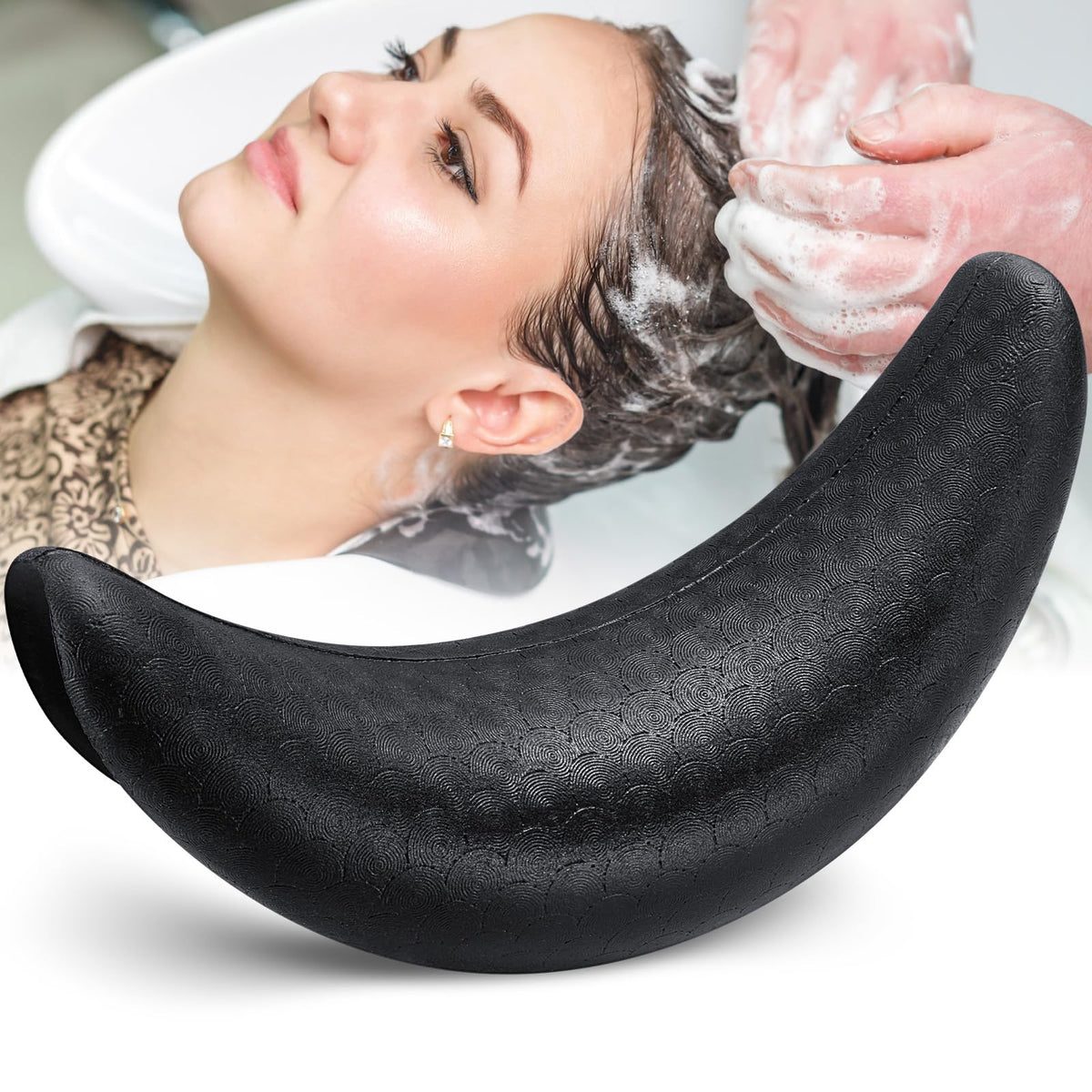 KASTWAVE Salon Sink Neck Rest, Soft Silicone Shampoo Bowl Cushion, Comfortable Neck Support for Hair Salon Washing Sink Basin, Relaxing Hair Spa Experience (Black 2)