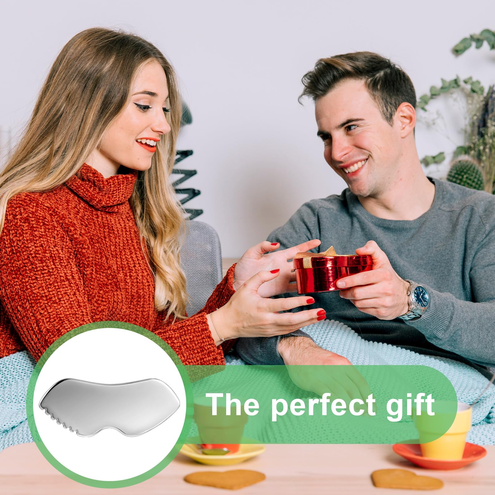 Yuanchu Gua Sha Stone, Gua Sha Stainless Steel Facial Tools Beauty Scraping Massage Tool Jaw Shaping Swelling Reduction Skin Care Gift Women Lines Face Lifting Improvement Fine - Medaid International