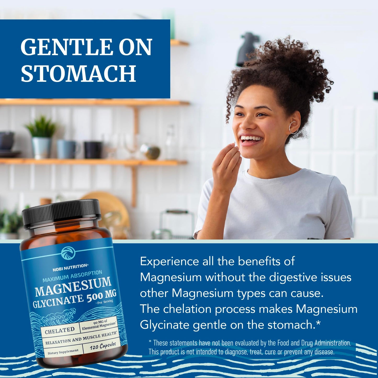 Magnesium Glycinate 500mg | High Absorption | Chelated for Muscle Relaxation, Bones, Heart, Nerve, Sleep & Calm Support for Women & Men | Magnesium Chelate Supplement & Bisglycinate Complex | 120ct - Medaid International