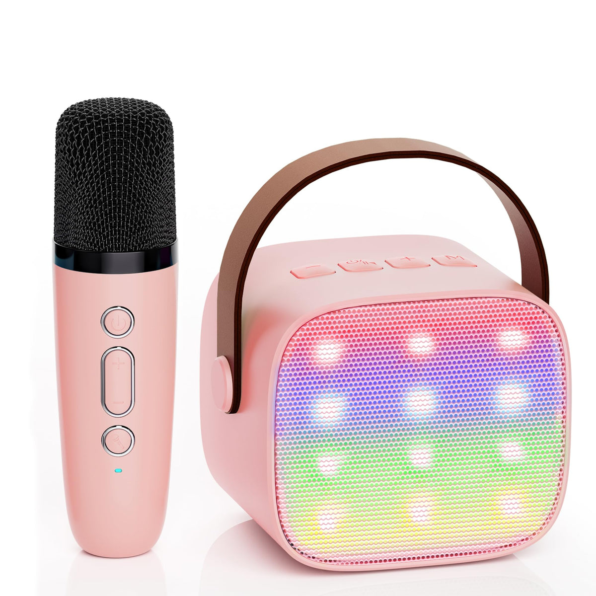 Karaoke Machine for Kids, Portable Bluetooth Speaker with 2 Wireless Microphones,18 Pre-Loaded Songs, Birthday for 3 4 5 6 7 8 + Year Old Boys Toys - MULTICOLOR
