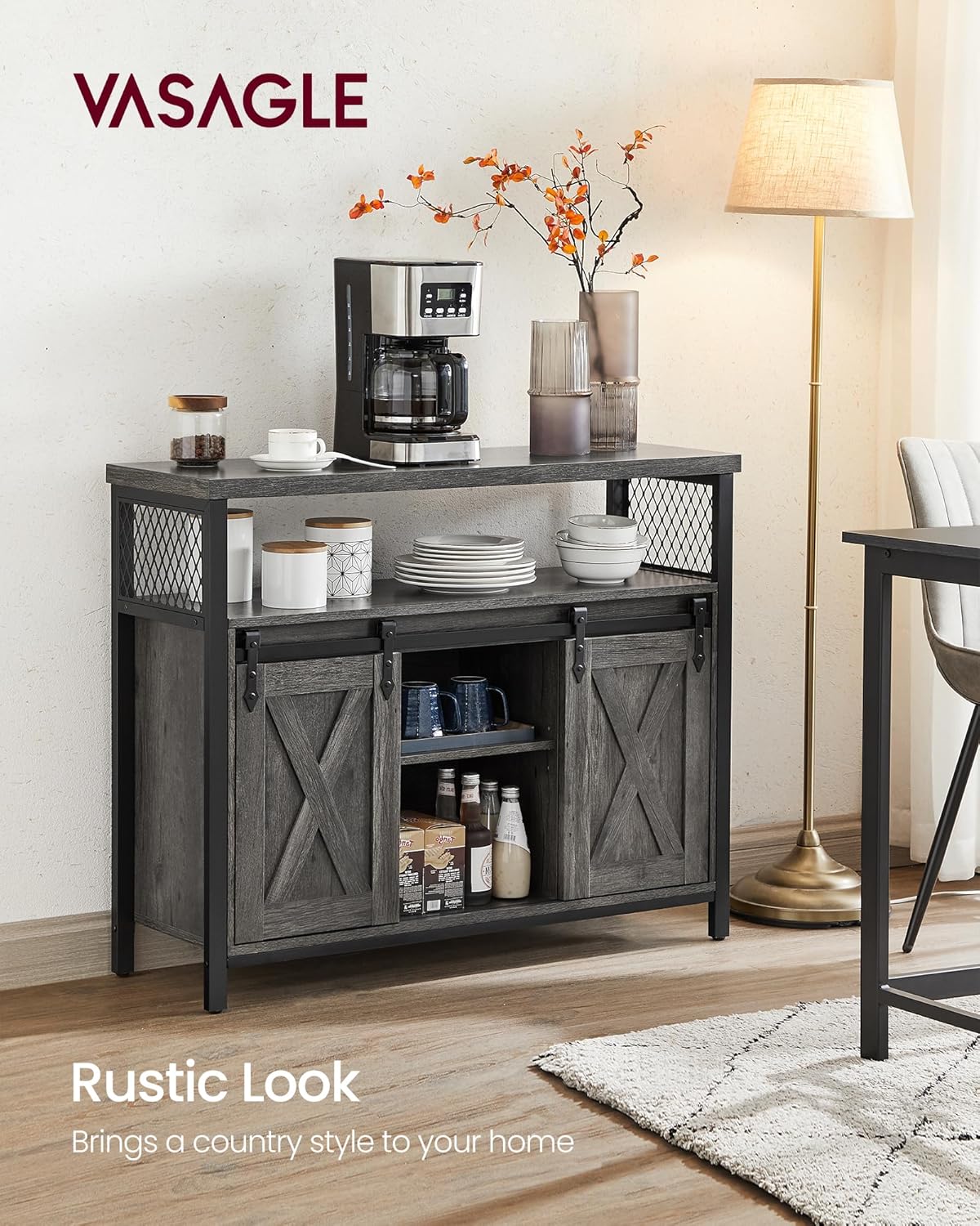 VASAGLE Sideboard, Kitchen Cabinet LSC092B04