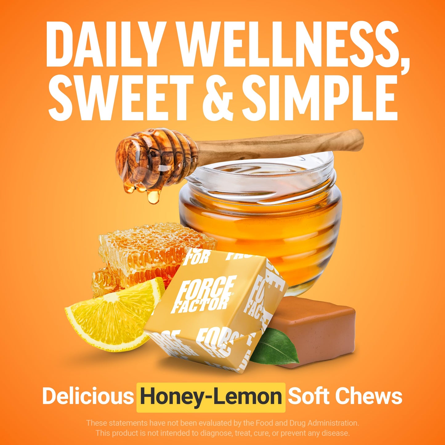 FORCE FACTOR Royal Manuka Honey, Pure New Zealand Manuka, Support Immune Health, Digestion & Energy, MGO 130, UMF 5+, Sustainably Sourced, Honey-Lemon, 60 Soft Chews - Medaid International