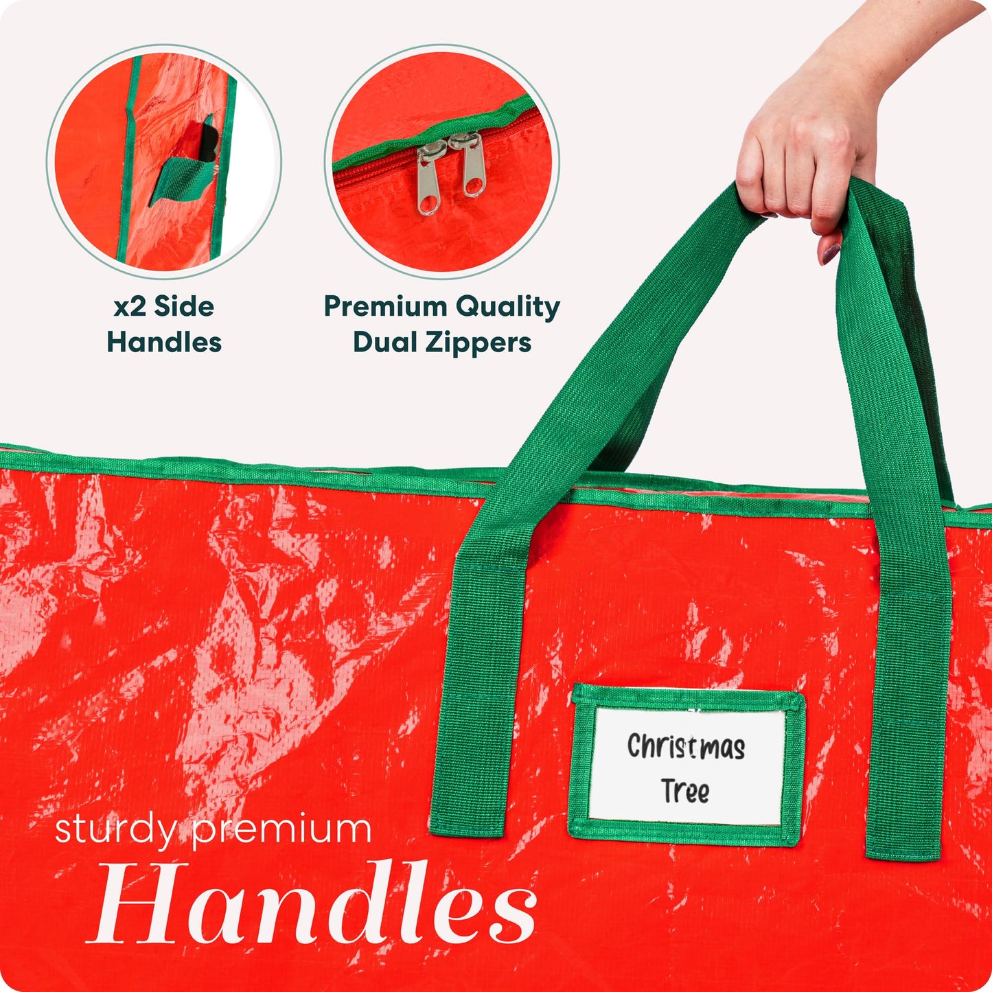 Handy Laundry, Christmas Tree Storage Bag - Stores 9 Foot Artificial Xmas Holiday Tree, Durable Waterproof Material, Zippered Bag, Carry Handles. Protects Against Dust, Insects and Moisture. - Medaid International