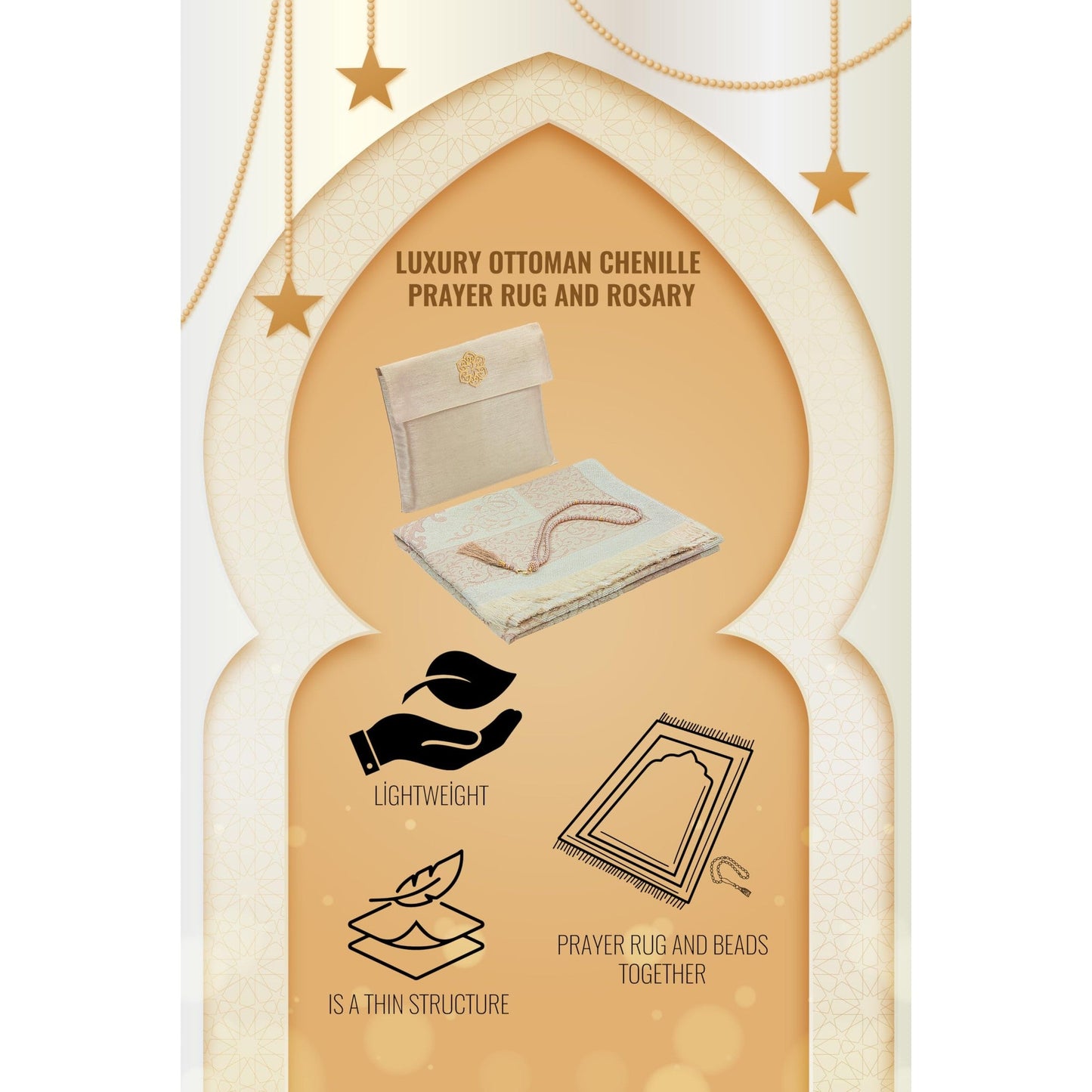 ihvan online Muslim Prayer Rug and Beads with Portable Elegant Fabric Bag, Janamaz, Sajadah, Soft Islamic Prayers Rug, Islamic Gifts for Eid Ramadan, Travel Prayer Carpet Mat, Taffeta Fabric, Burgundy - Medaid International