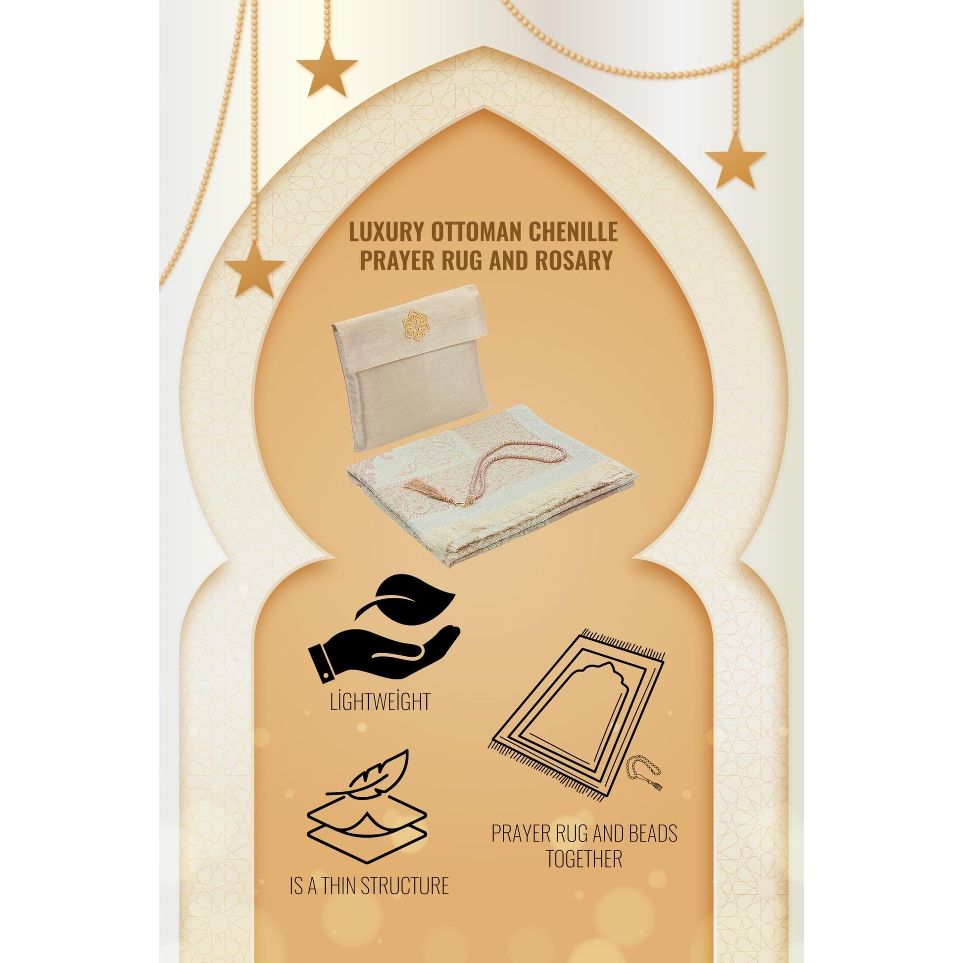 ihvan online Muslim Prayer Rug and Beads with Portable Elegant Fabric Bag, Janamaz, Sajadah, Soft Islamic Prayers Rug, Islamic Gifts for Eid Ramadan, Travel Prayer Carpet Mat, Taffeta Fabric, Burgundy - Medaid International
