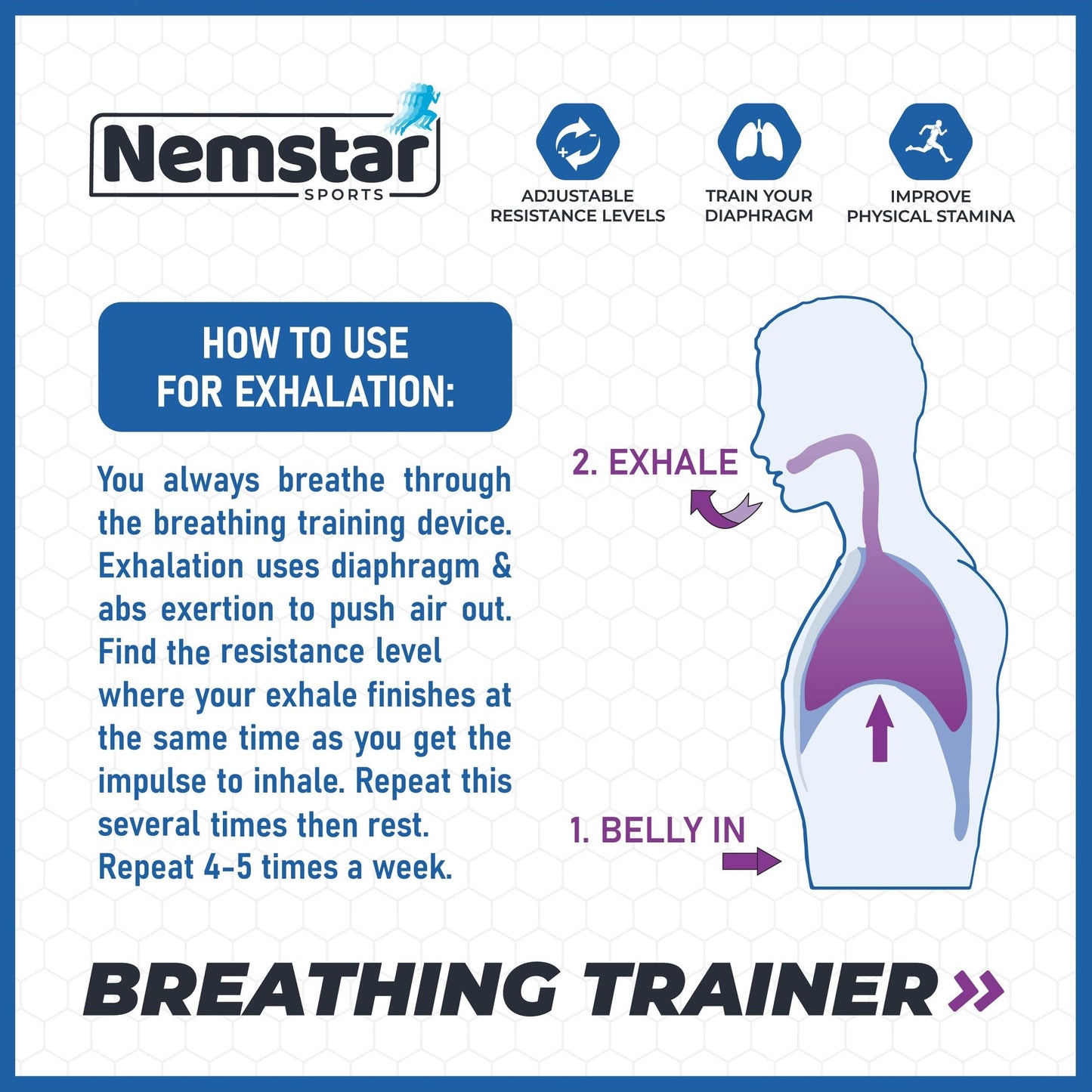 Compact Breathing Exercise Device for Lungs Made in USA Respiratory Lung Exerciser Device with Adjustable Valve - Diaphragm & Core Trainer Device for Athletes o2 Portable Breathing Trainer - Medaid International