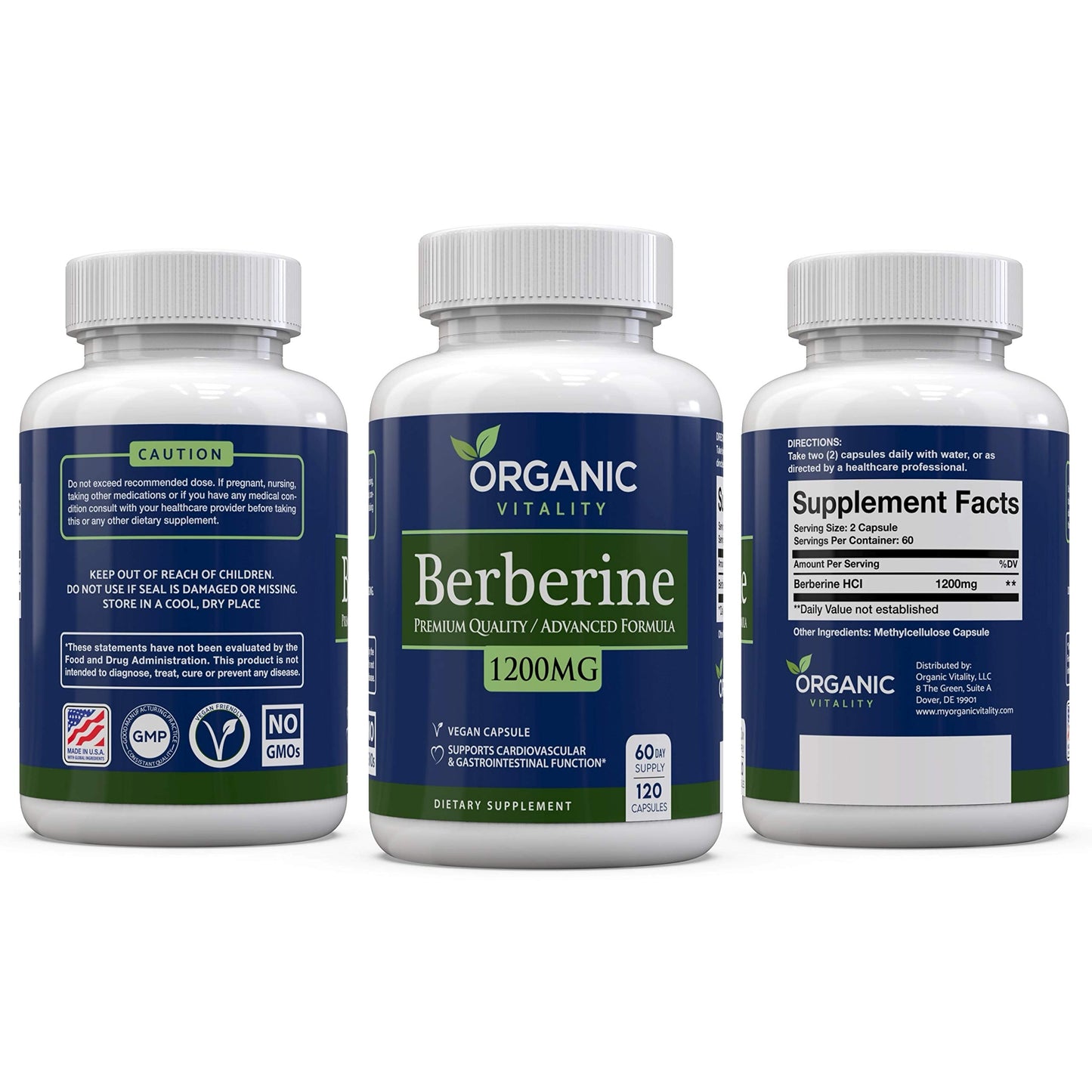 ORGANIC VITALITY Premium Berberine HCL Supplement - 1200mg of Berberine Per Serving - 120 Vegan Capsules - Supports A Healthy Lifestyle - Medaid International