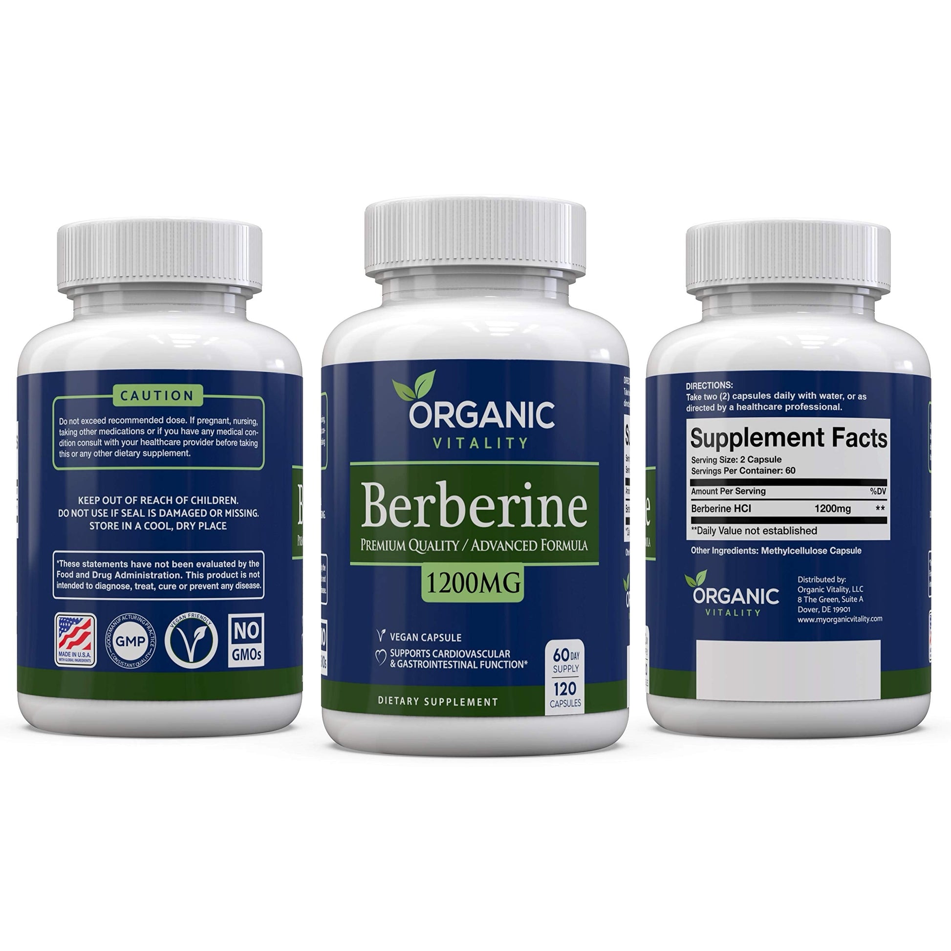 ORGANIC VITALITY Premium Berberine HCL Supplement - 1200mg of Berberine Per Serving - 120 Vegan Capsules - Supports A Healthy Lifestyle - Medaid International