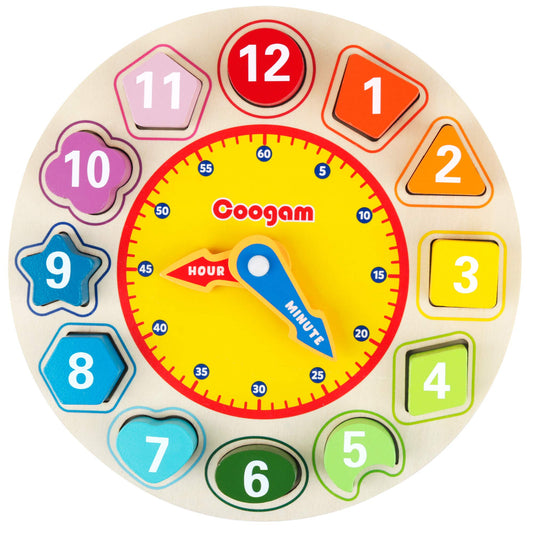 Coogam Wooden Shape Color Sorting Clock For 1 2 3 Year Old