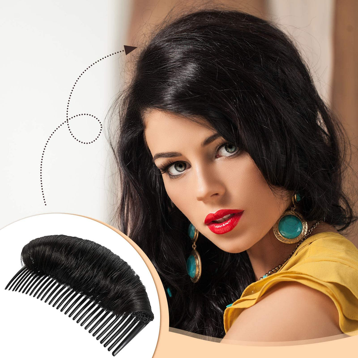 TERRIFI Invisible False Hair Clip, Bun Base Bump Fluffy Pad Styling Insert Tool, Volume Princess Styling Increased Pad for Women Girls (Black, Light Brown, Dark Brown)