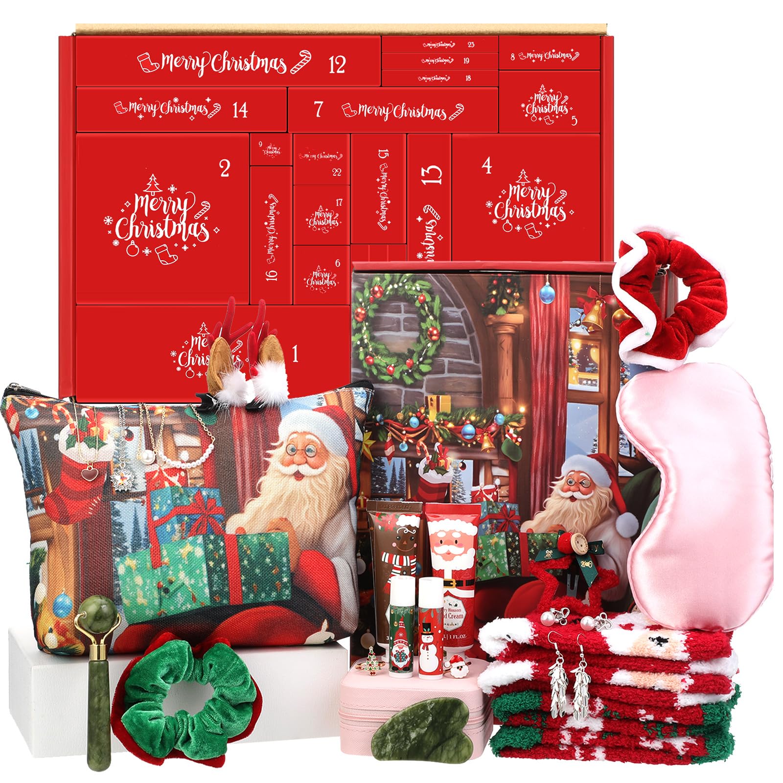 Lemosae Beauty Advent Calendar 2025 for Women Adult 24 Days of Xmas Countdown Gifts Beauty Jewelry Skincare Sets Holiday Christmas Surprise Gift Baskets for Adult Girls Women Mom Wife Sister Colleague - Medaid International