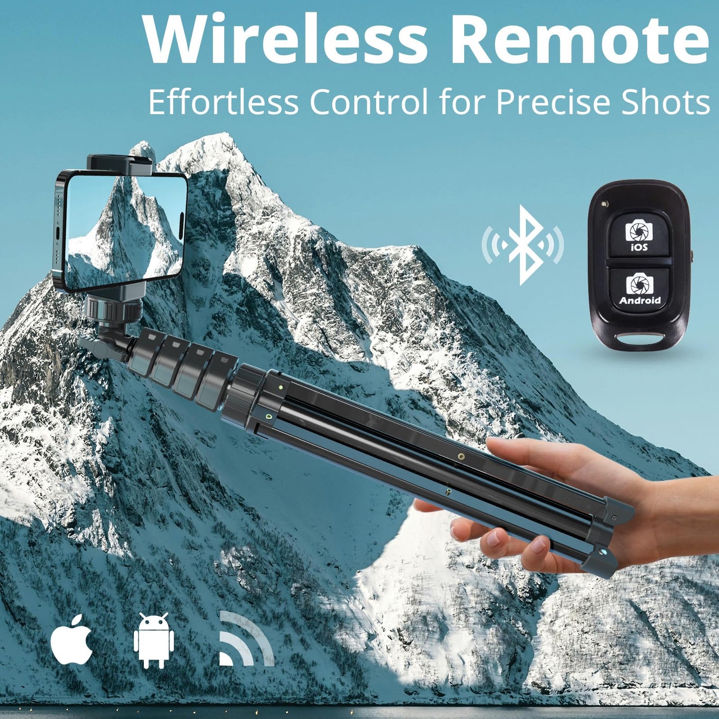 UBeesize 62" Phone Tripod & Selfie Stick, Camera Tripods Stand with Wireless Remote and Phone Holder,Compatible with iPhone Android Phone, Perfect for Selfies/Video Recording/Live Streaming Black - Medaid International