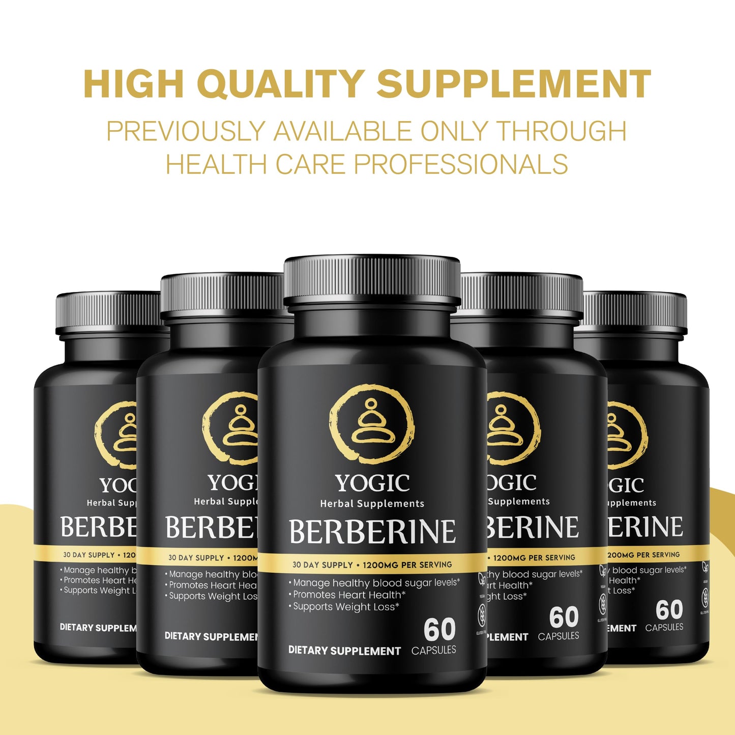 Yogic Berberine Supplement - Berberine 1200mg Per Serving - Berberine HCI - 60 Capsules - Medaid International