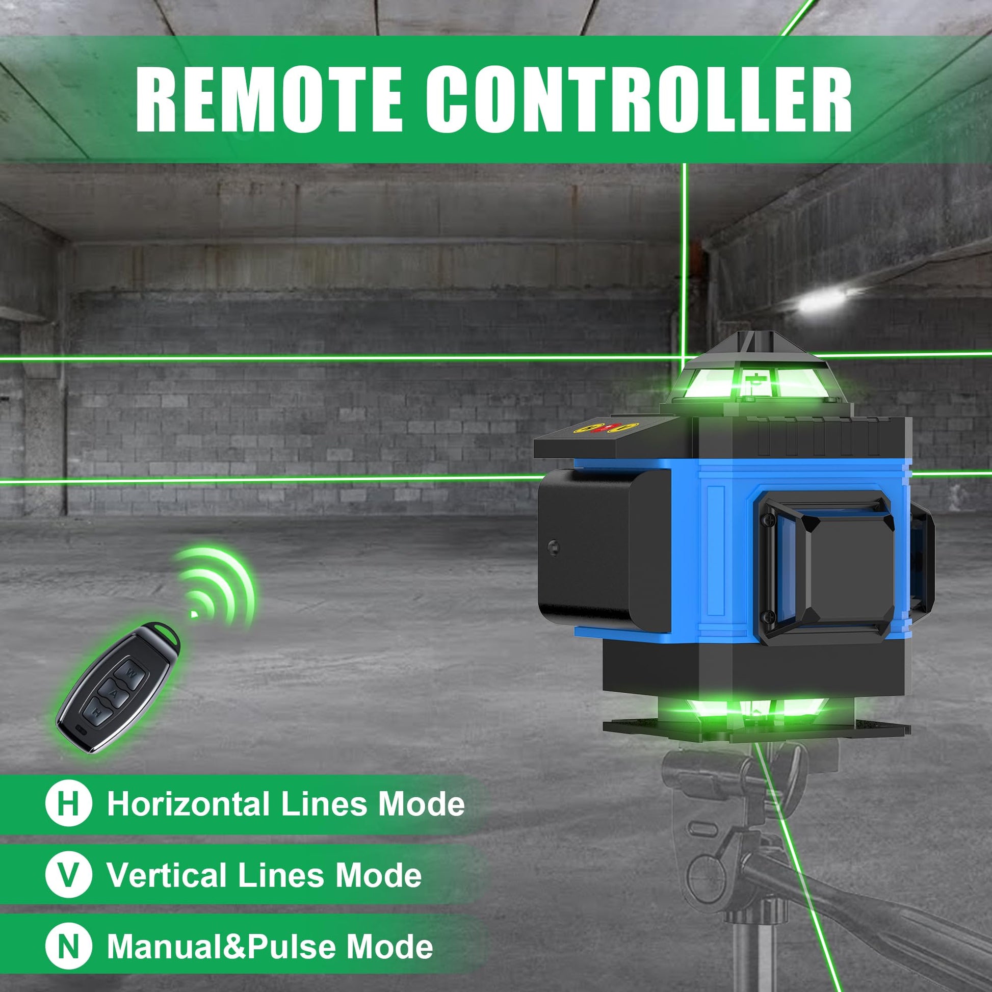AZZUNO Laser Level 360 Self Leveling Green Beam with LCD Screen, 4x360 lazer leveler tool, Rechargeable Battery & Magnetic Base - Ideal for Construction, Tiling, Tool Gift - Medaid International