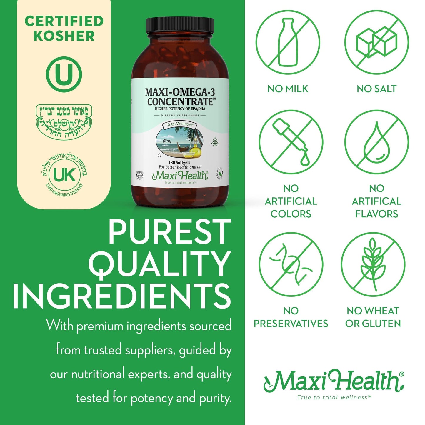 Omega 3 Fish Oil Supplement for Women and Men - Triple Strength 2000 mg Fish Oil with Omega 3 Fatty Acids Supplements Including EPA, DHA - Support for Heart Brain & Joint Health Kosher 90 Softgels - Medaid International