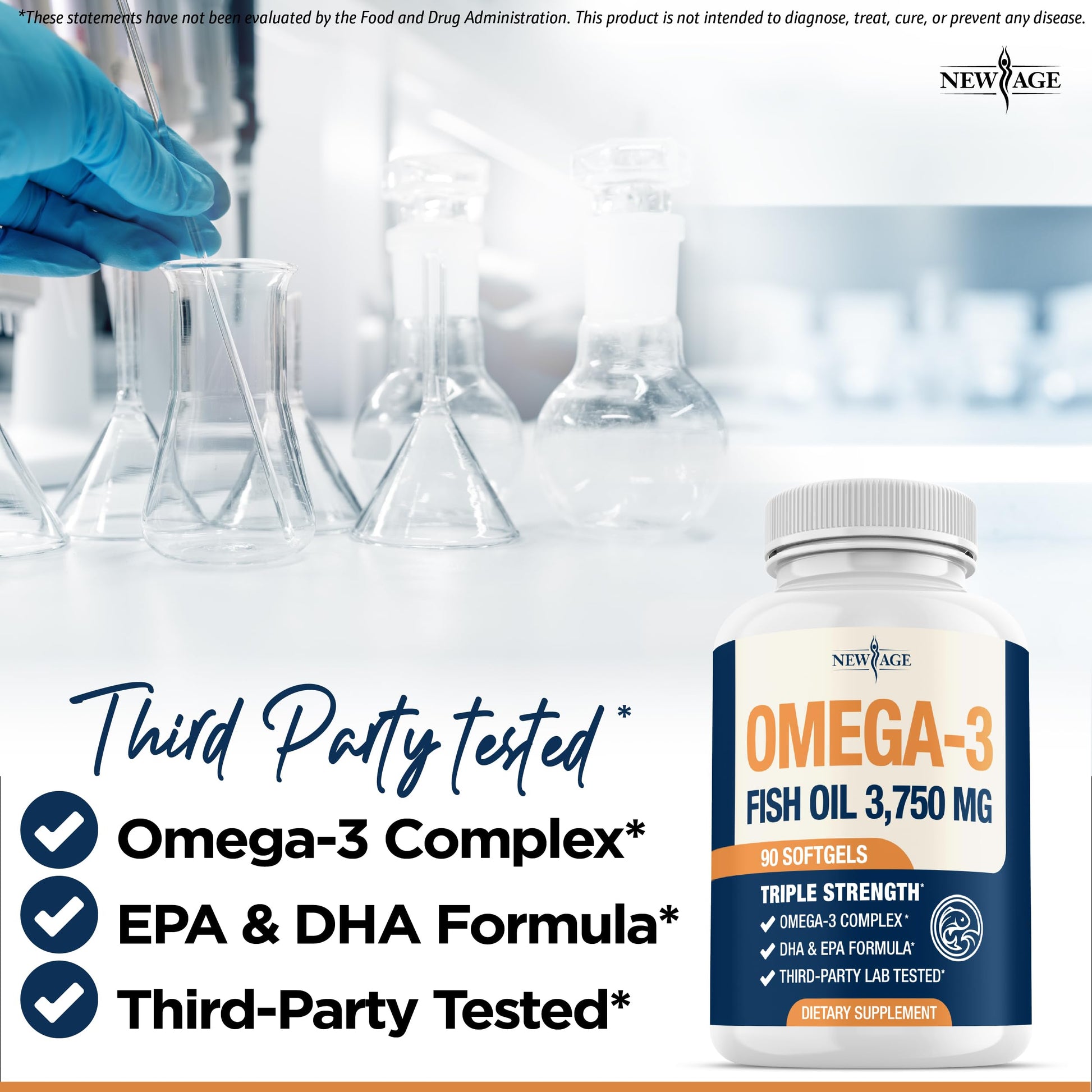 Triple Strength Omega 3 Fish Oil 3750 mg - EPA & DHA - Over 3000mg Omega-3 Fatty Acids - 1350mg EPA + 900mg DHA - Best Essential Fatty Acids, Burpless Fish Oil - 180 Count - Medaid International