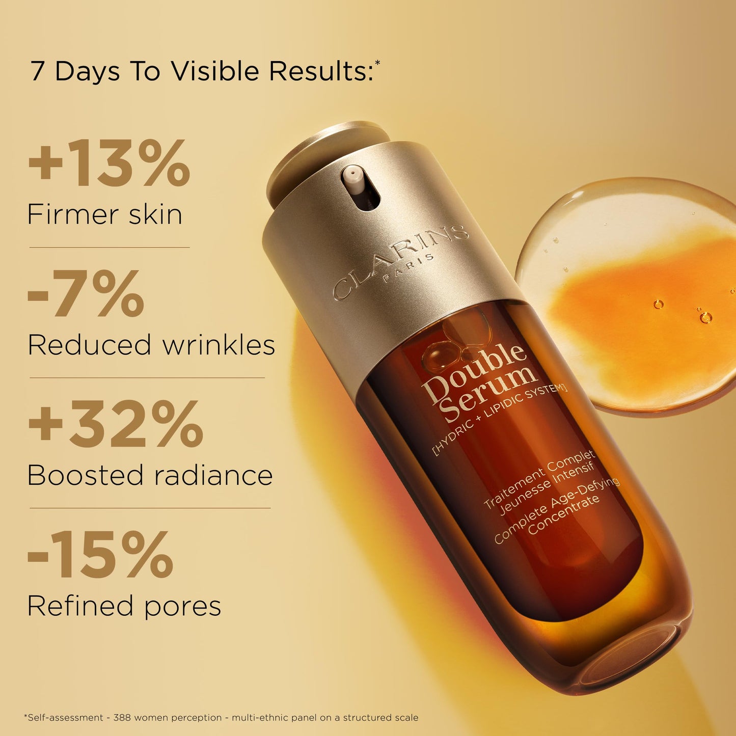 Clarins DOUBLE SERUM | Anti Aging Face Serum | Visibly Firms, Smoothes, Boosts Radiance, and Refines Pores | 24H Hydration | All Skin Types, 2.5 Fl Oz - Medaid International