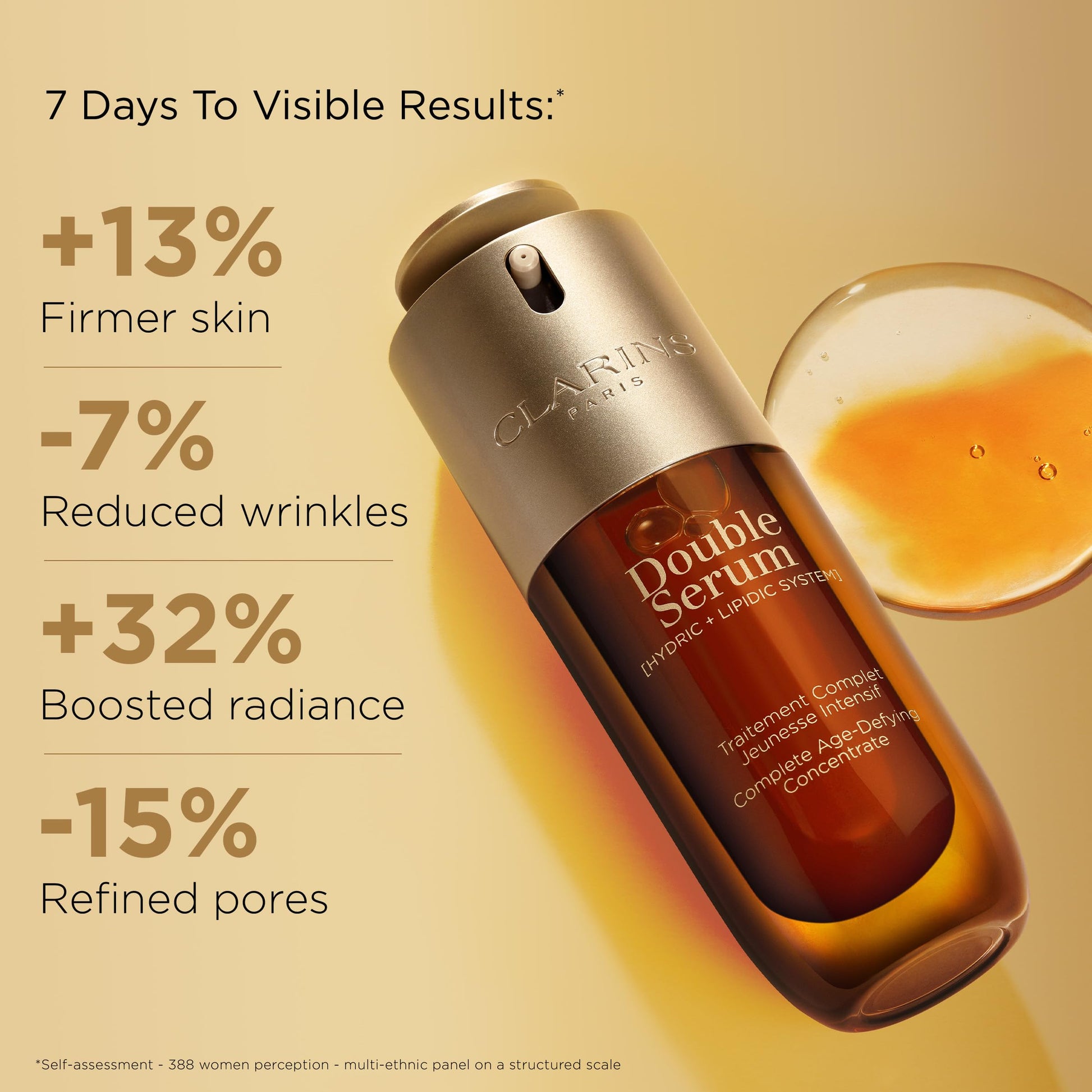 Clarins DOUBLE SERUM | Anti Aging Face Serum | Visibly Firms, Smoothes, Boosts Radiance, and Refines Pores | 24H Hydration | All Skin Types, 1.7 Fl Oz - Medaid International
