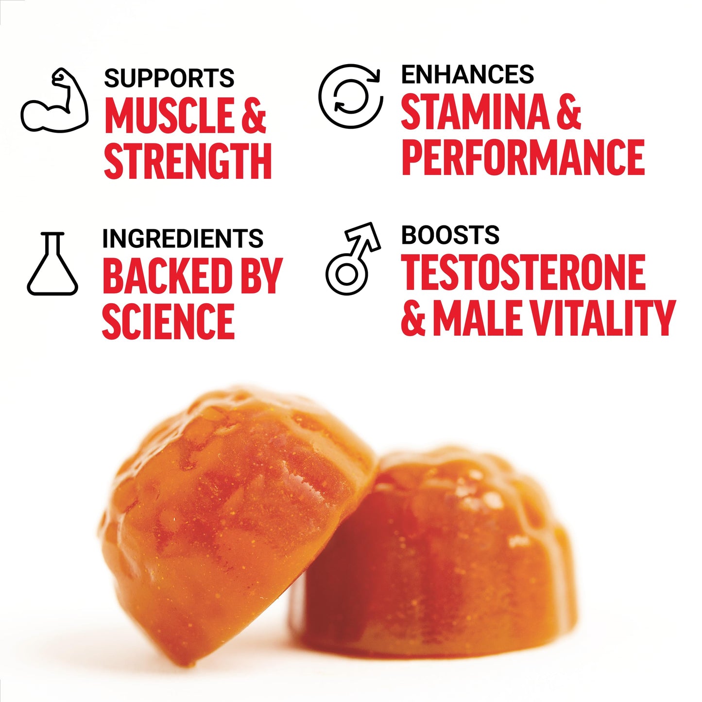 Force Factor Test X180 Gummies Testosterone Booster for Men with Tongkat Ali, Horny Goat Weed, Tribulus Terrestris, Fenugreek, & Black Maca, Supplement Men, Berry Punch, 60 Gummies, 1-Pack - Medaid International