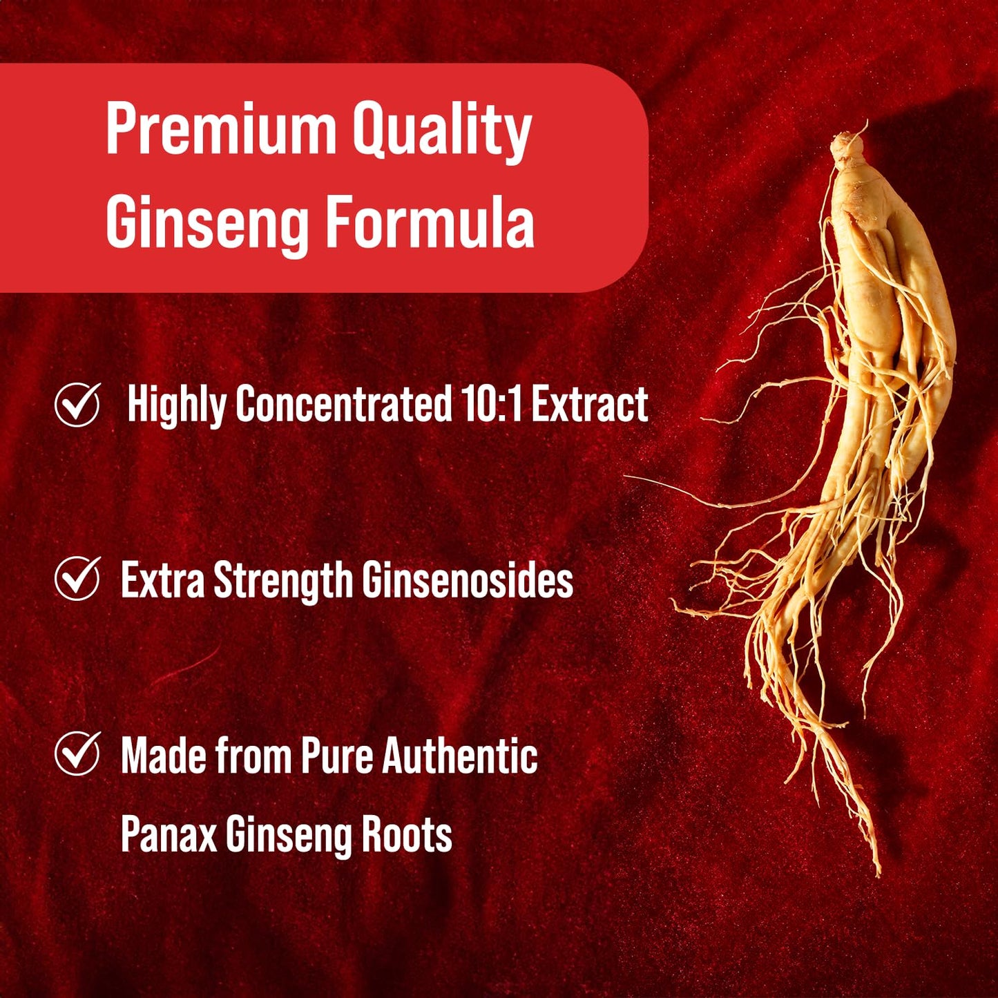 NutraChamps Korean Red Panax Ginseng Capsules | Extra Strength Ginsenosides for Energy, Focus, Performance, Vitality & Immune Support | Korean Ginseng Root Extract (120, Red) - Medaid International