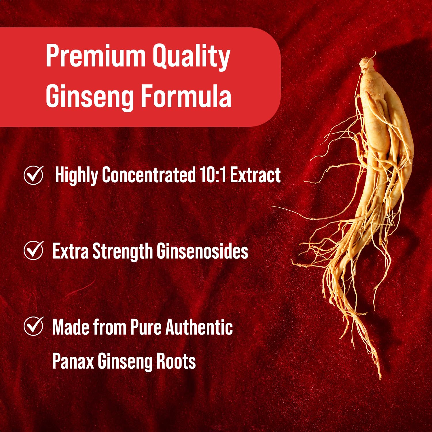 NutraChamps Korean Red Panax Ginseng Capsules | Extra Strength Ginsenosides for Energy, Focus, Performance, Vitality & Immune Support | Korean Ginseng Root Extract (120, Red) - Medaid International