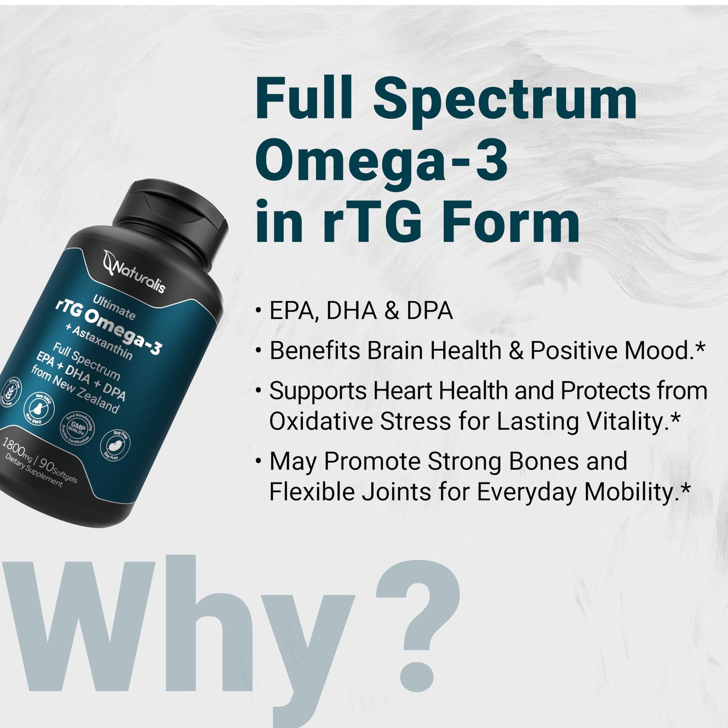 Naturalis Ultimate rTG Omega 3 Fish Oil 1800mg from Wild New Zealand Tuna - Full Spectrum Omega3s EPA, DHA & DPA - Sustainably Sourced, Non-GMO, Gluten Free - 90 Softgels - Medaid International
