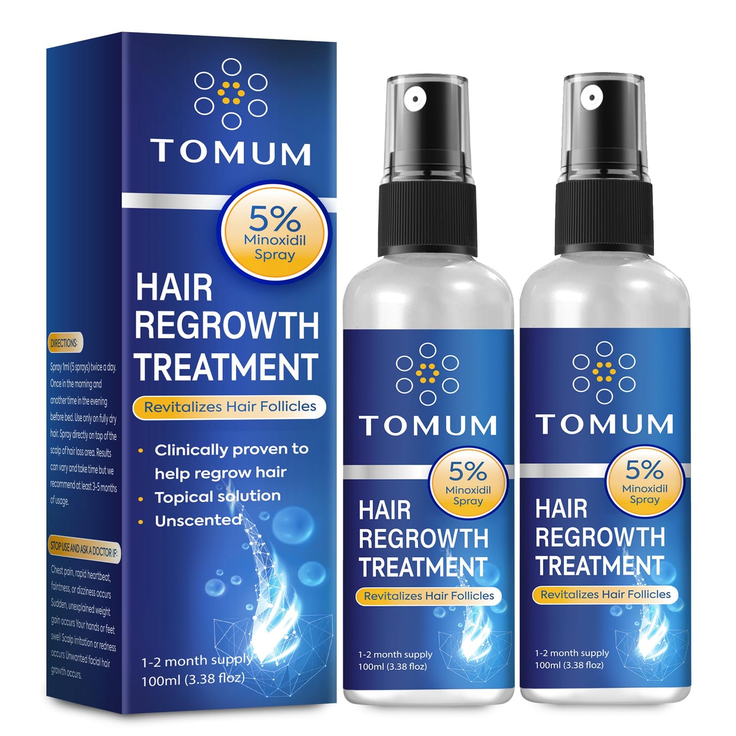 Minoxidil for Men and Women Hair Growth: 5% Minoxidil Spray Hair Regrowth Treatment Serum Stop Hair Thinning and Hair Loss For Stronger Thicker Longer Hair 100ml - Medaid International