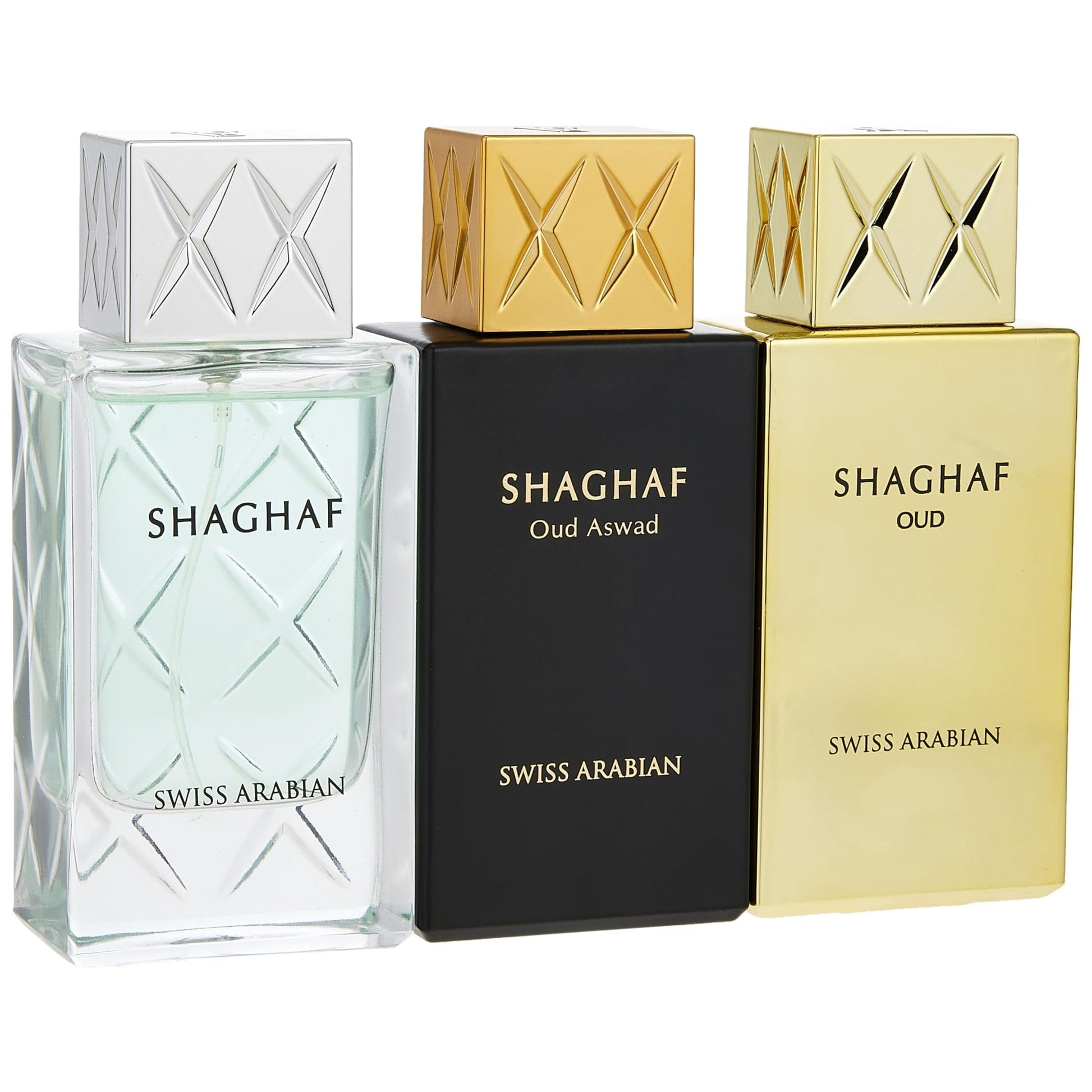 Swiss Arabian Shaghaf Collection - Arabian Perfume Gift Set for Women and Men - Includes Shaghaf Oud, Shaghaf Men and Shaghaf Oud Aswad - 3 pc - Medaid International